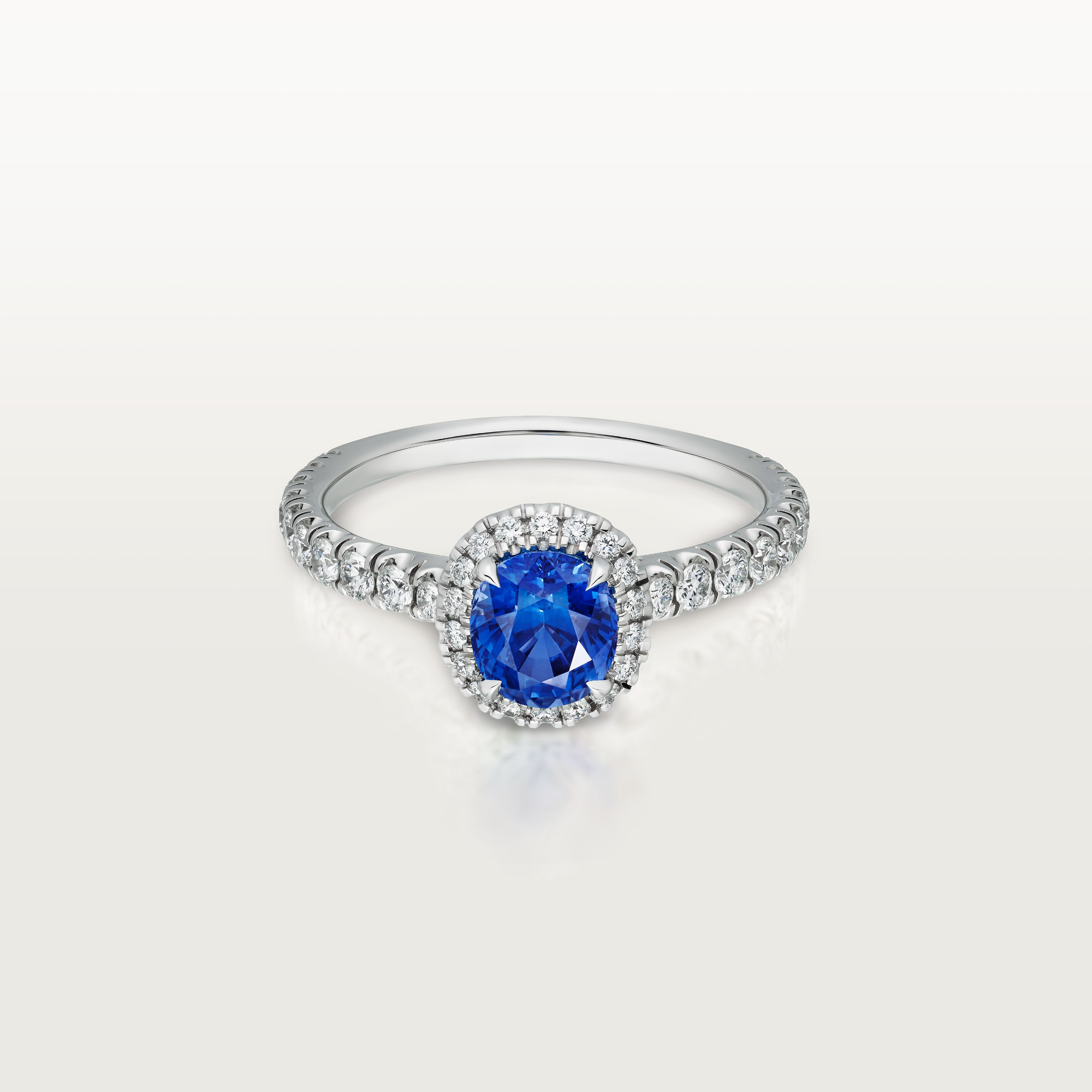 Cartier Destin&eacute;e solitaire, oval-cut sapphire, paved 