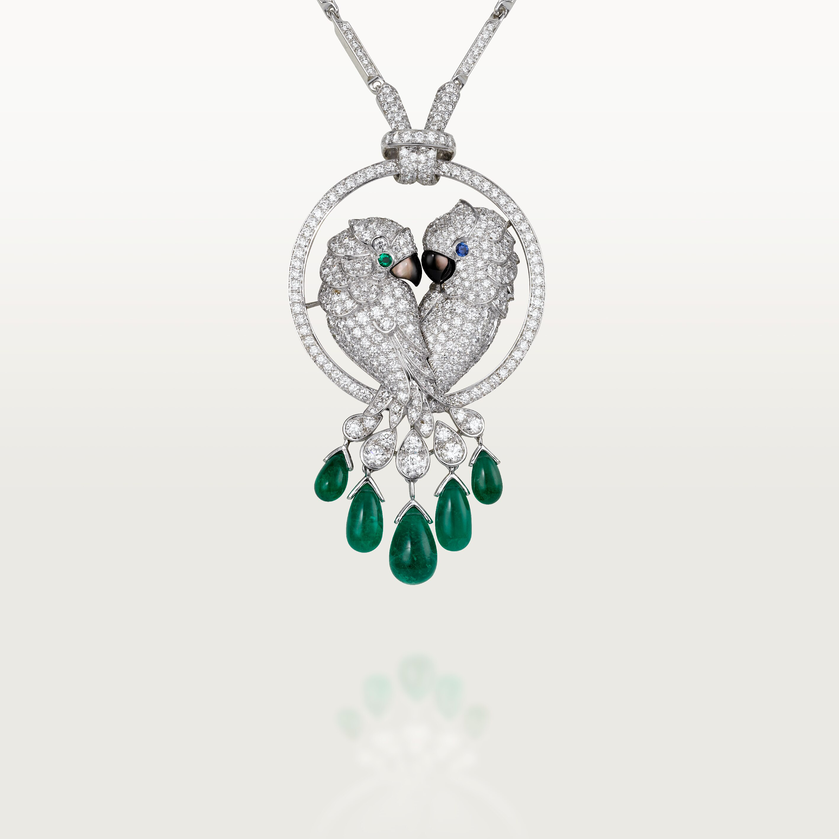 Faune et Flore de Cartier necklace, emerald drops, paved 