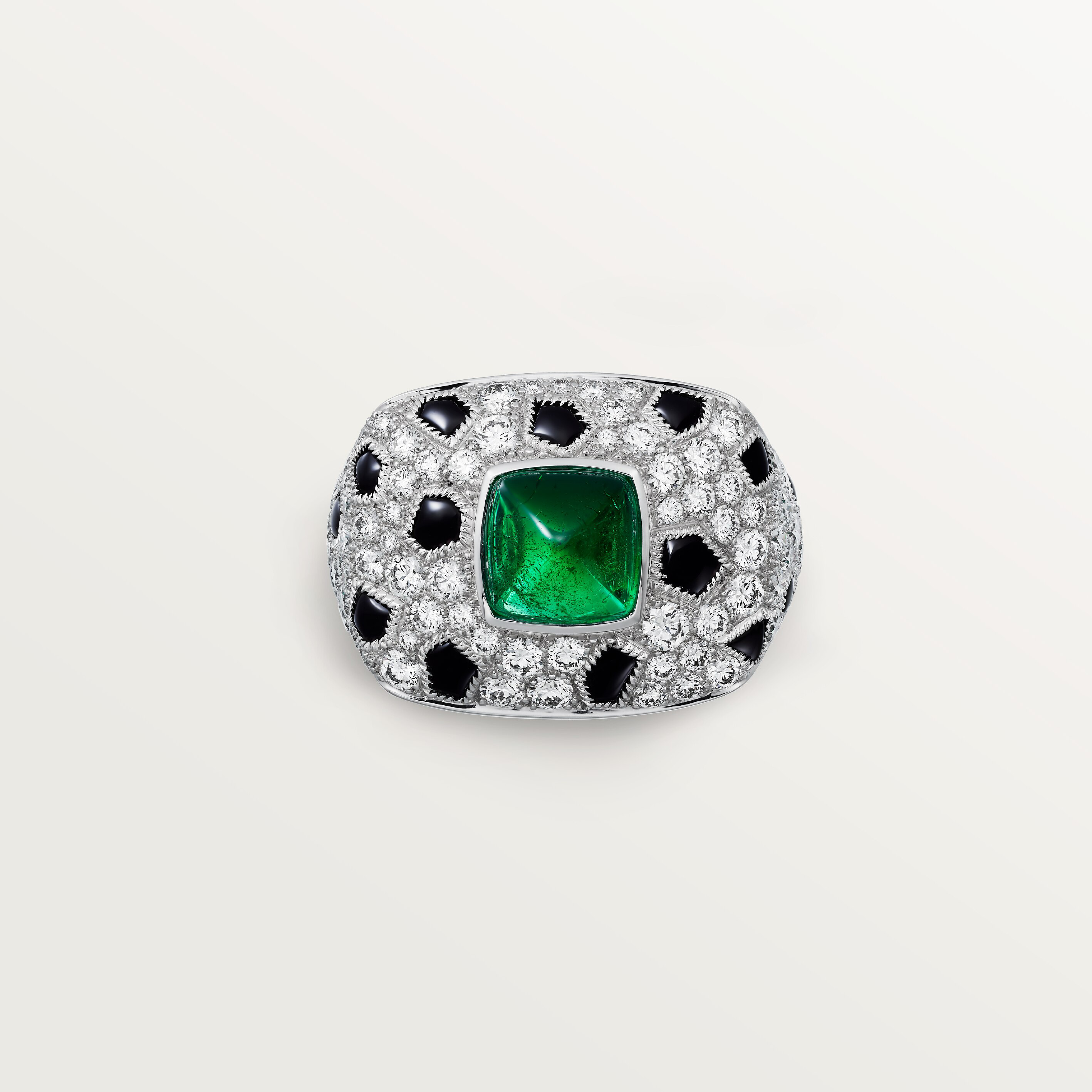 Panth&egrave;re de Cartier ring, sugarloaf-cut emerald, small model, paved , image 5