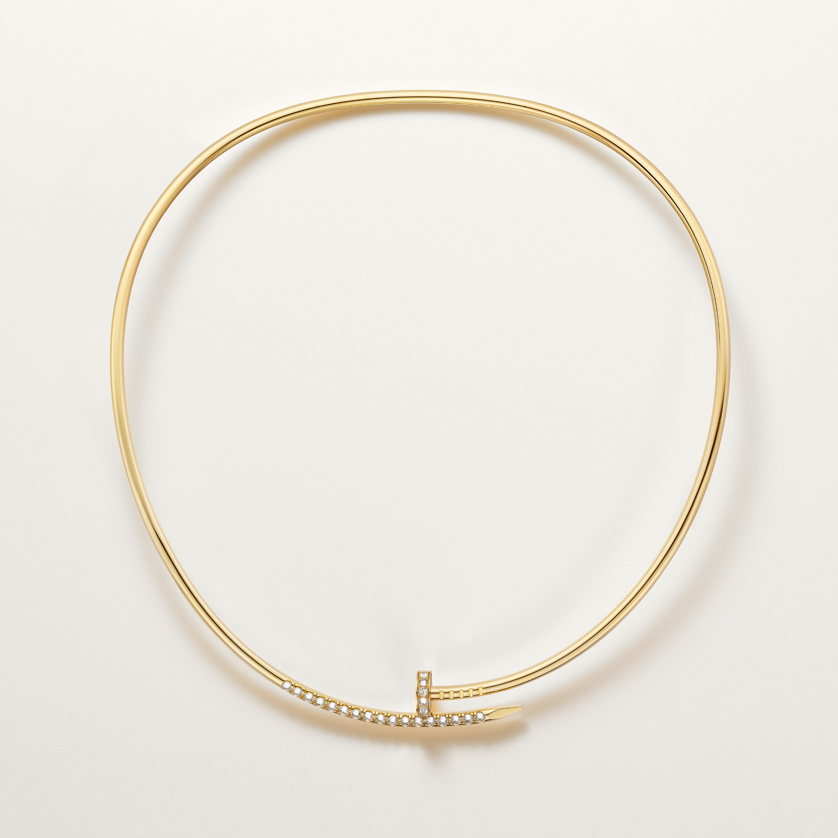 Juste un Clou torque necklace, small model, reverse-set diamonds