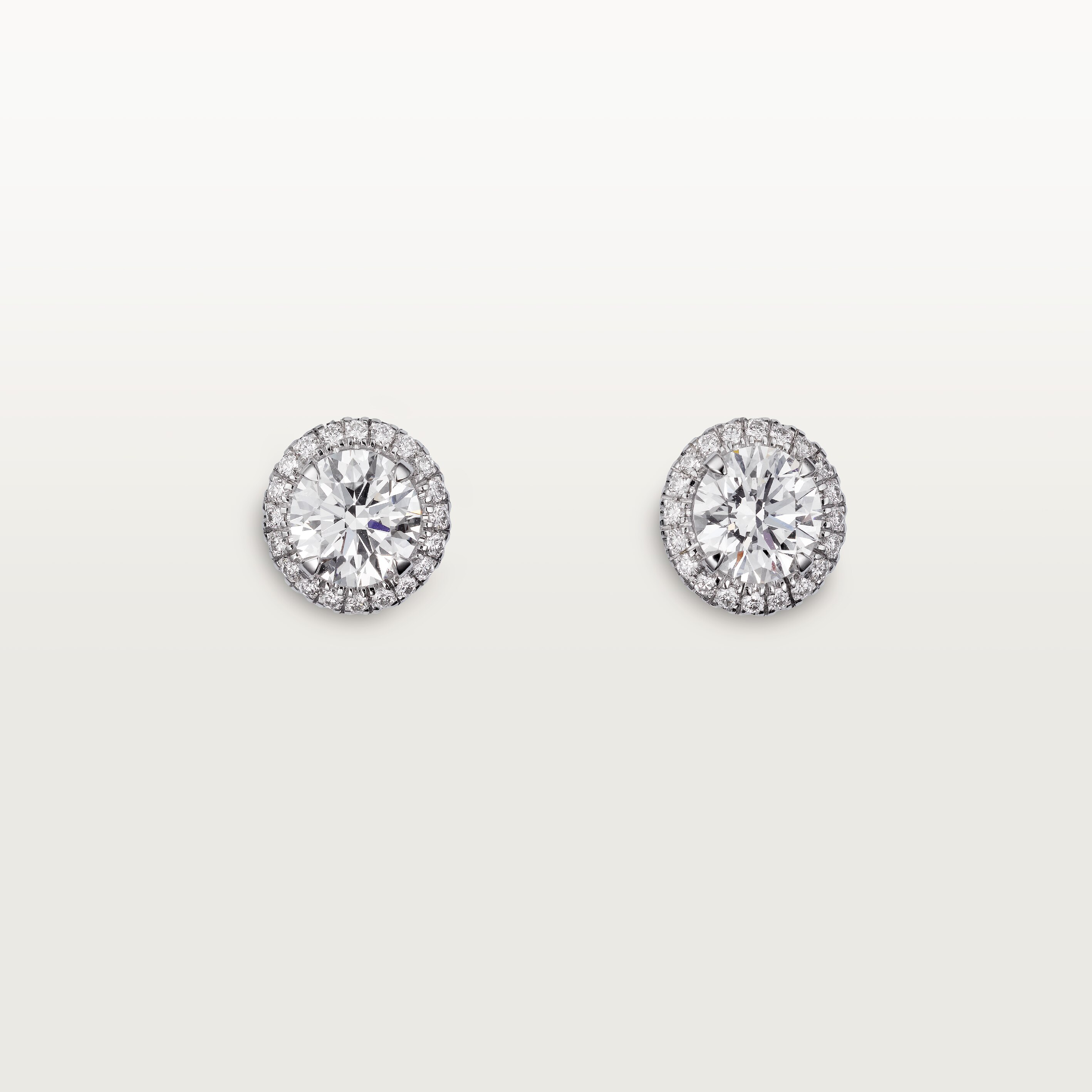 Cartier Destin&eacute;e stud earrings, 2 brilliant-cut diamonds, paved