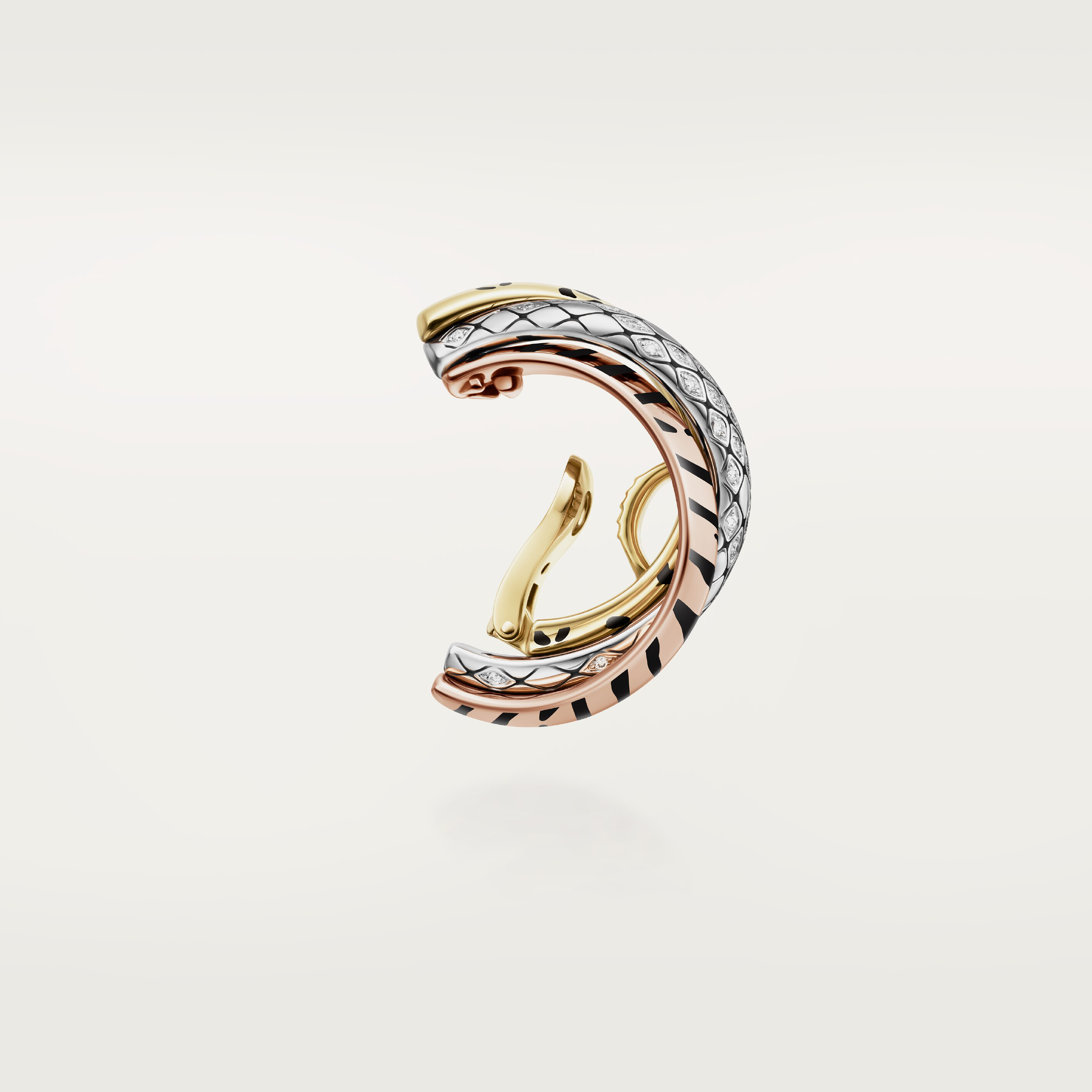 Trinity single earring, lacquer, half-paved