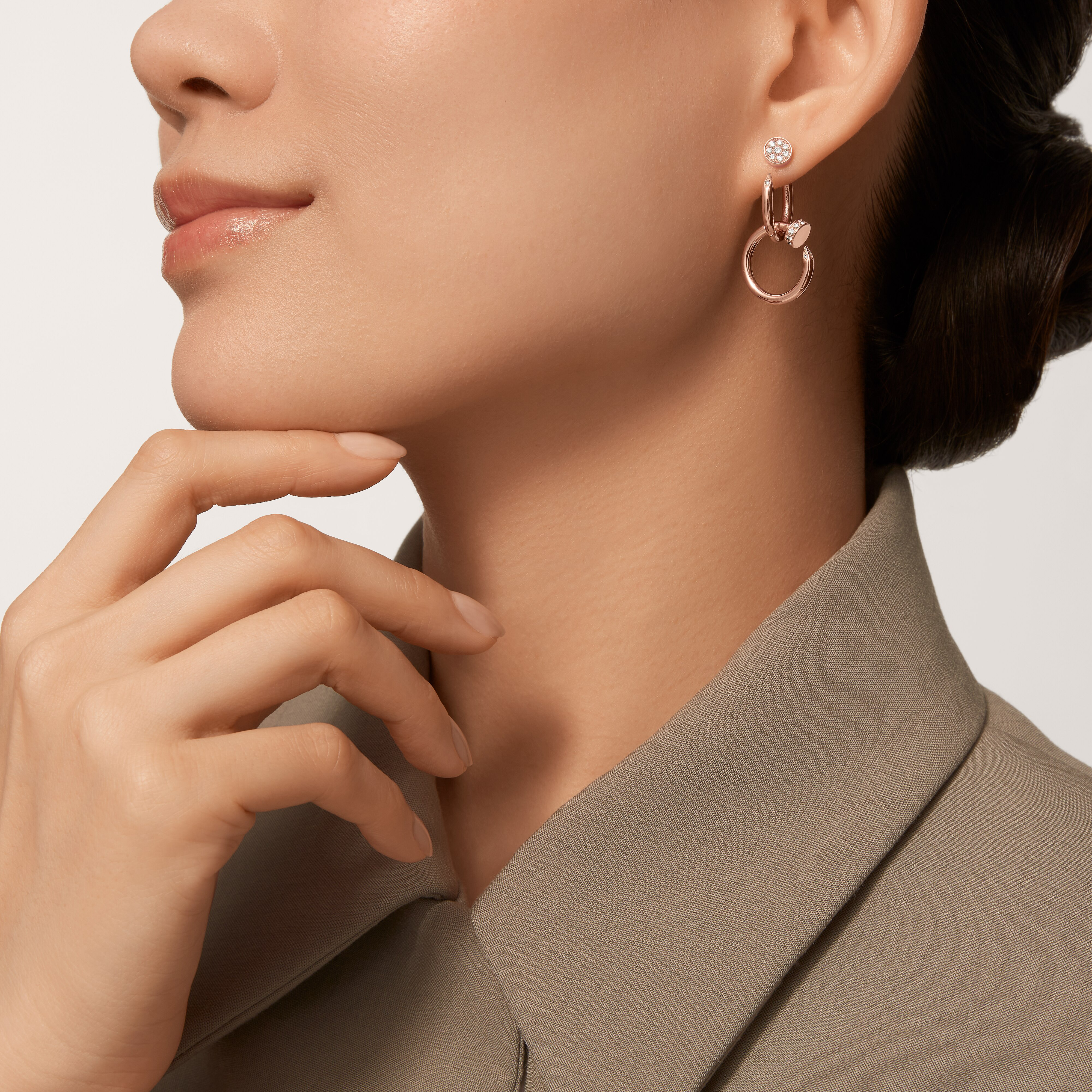 Juste un Clou earrings, double, diamonds