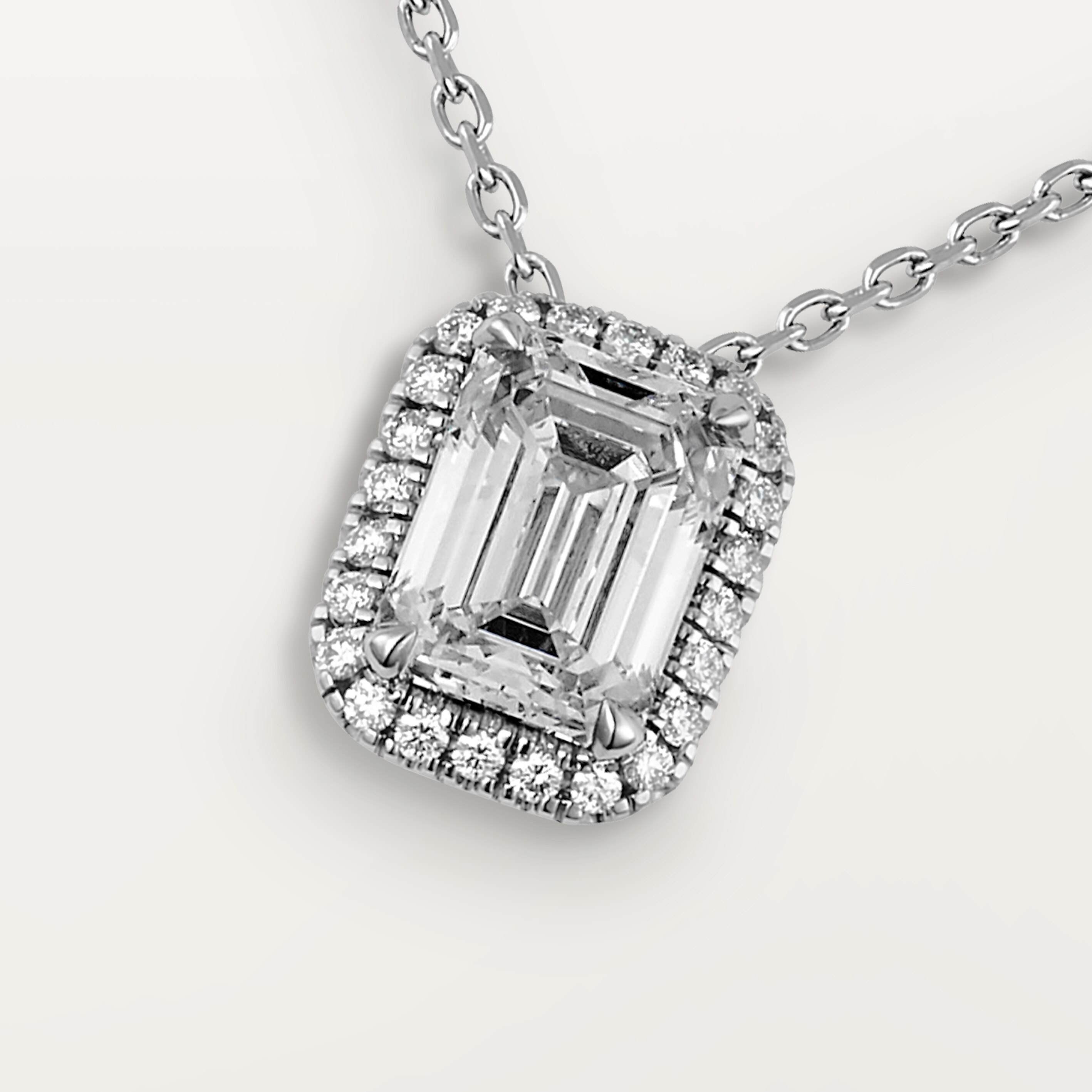 Cartier Destin&eacute;e pendant, emerald-cut diamond, paved 