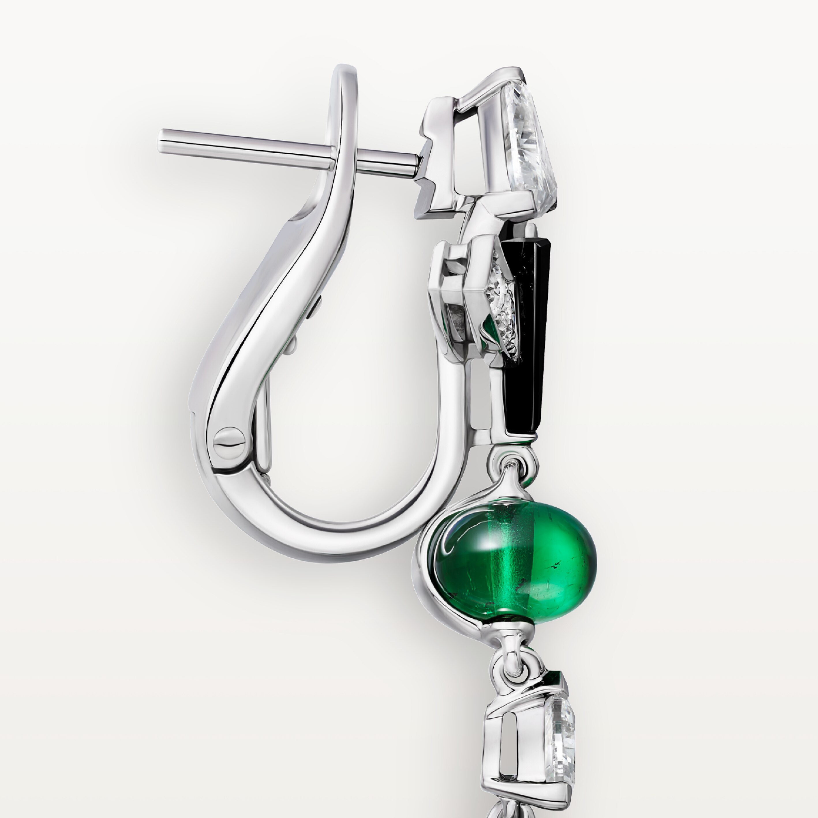 En &Eacute;quilibre earrings, emerald, paved, image 5