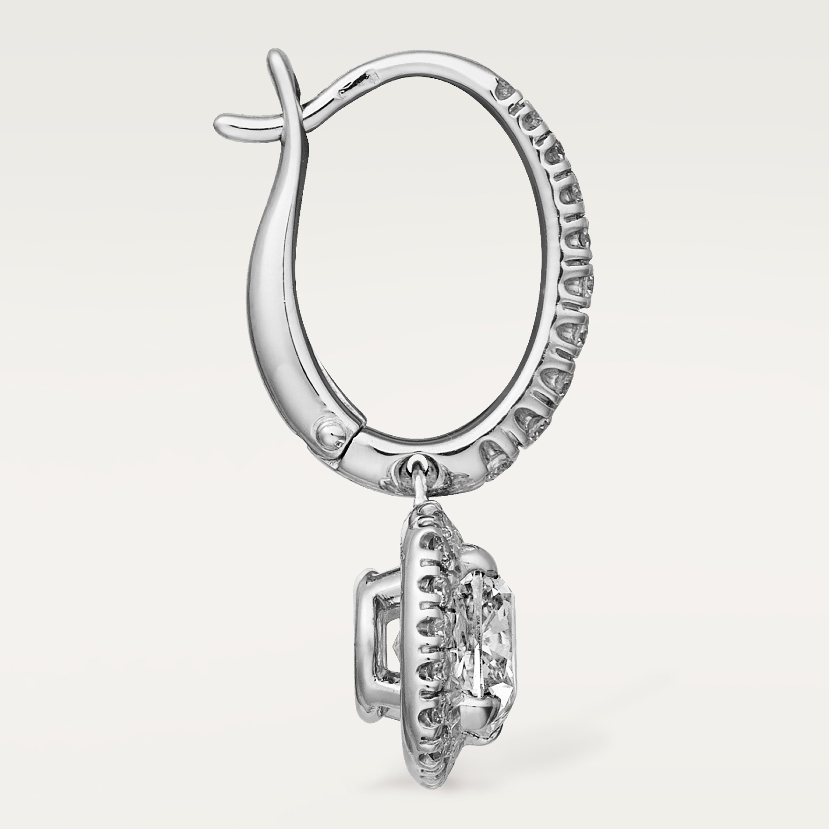 Cartier Destin&eacute;e sleeper earrings, 2 cushion-cut diamonds, paved