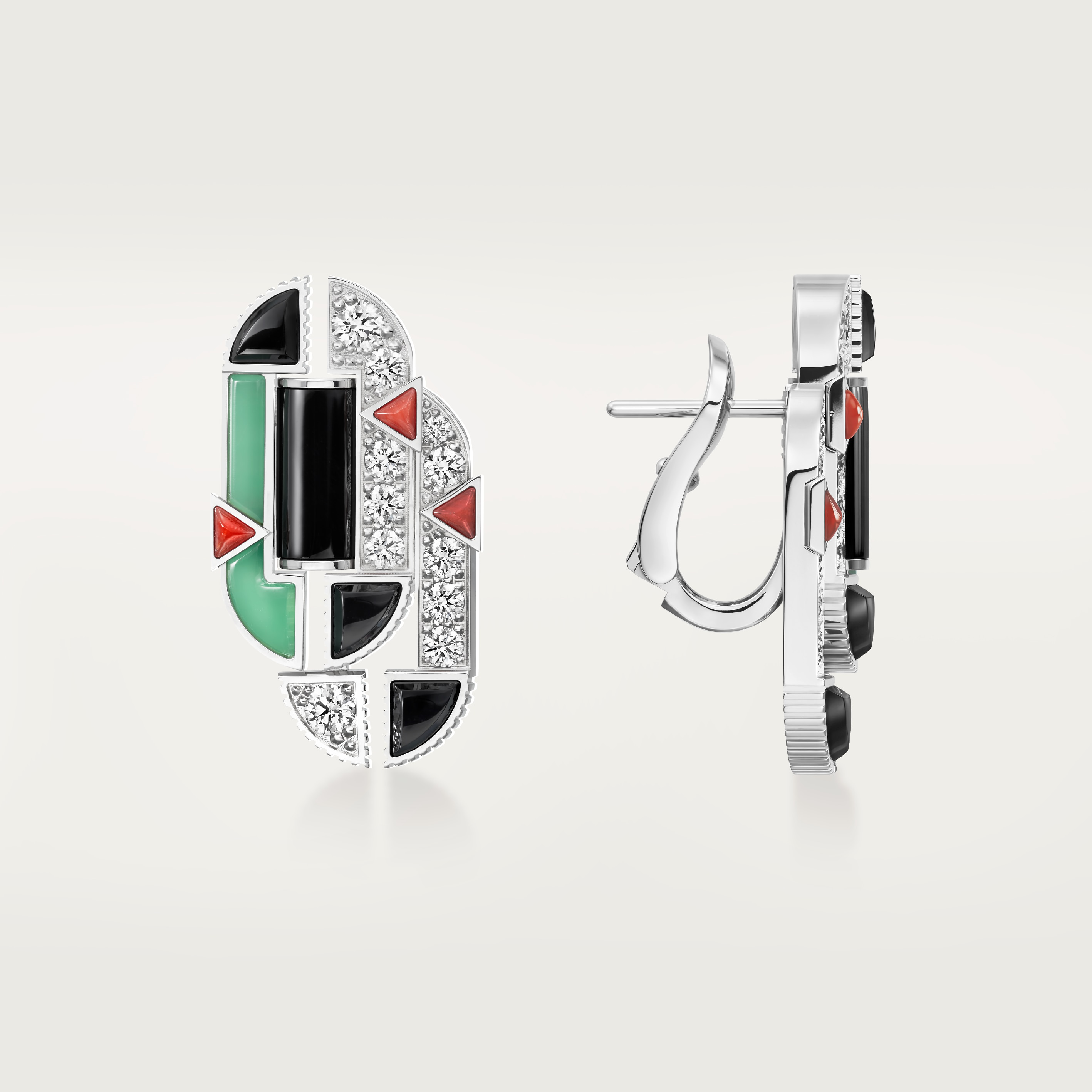 G&eacute;om&eacute;trie & Contrastes earrings, chrysoprase, paved, image 5