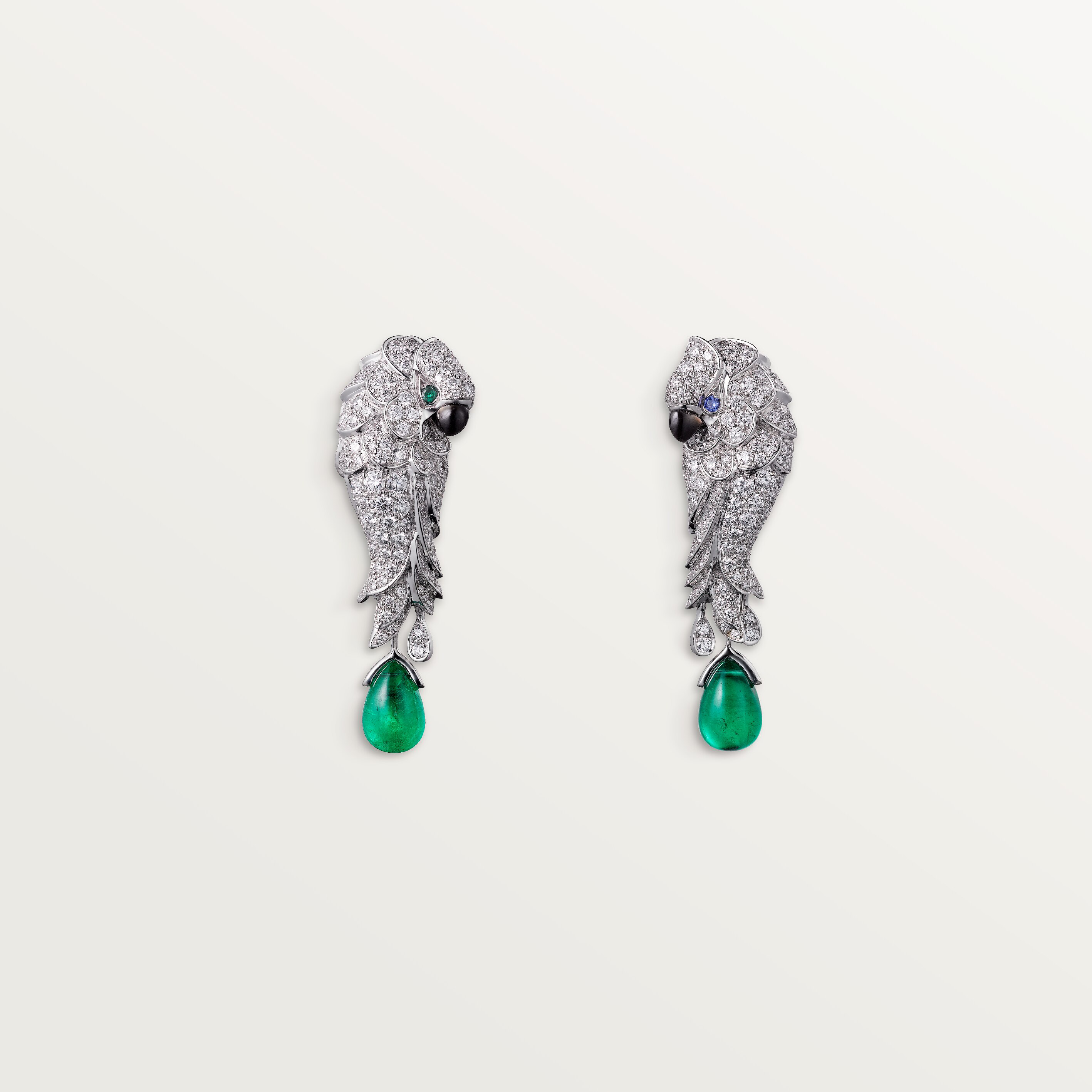 Faune et Flore de Cartier earrings, emerald drops, paved