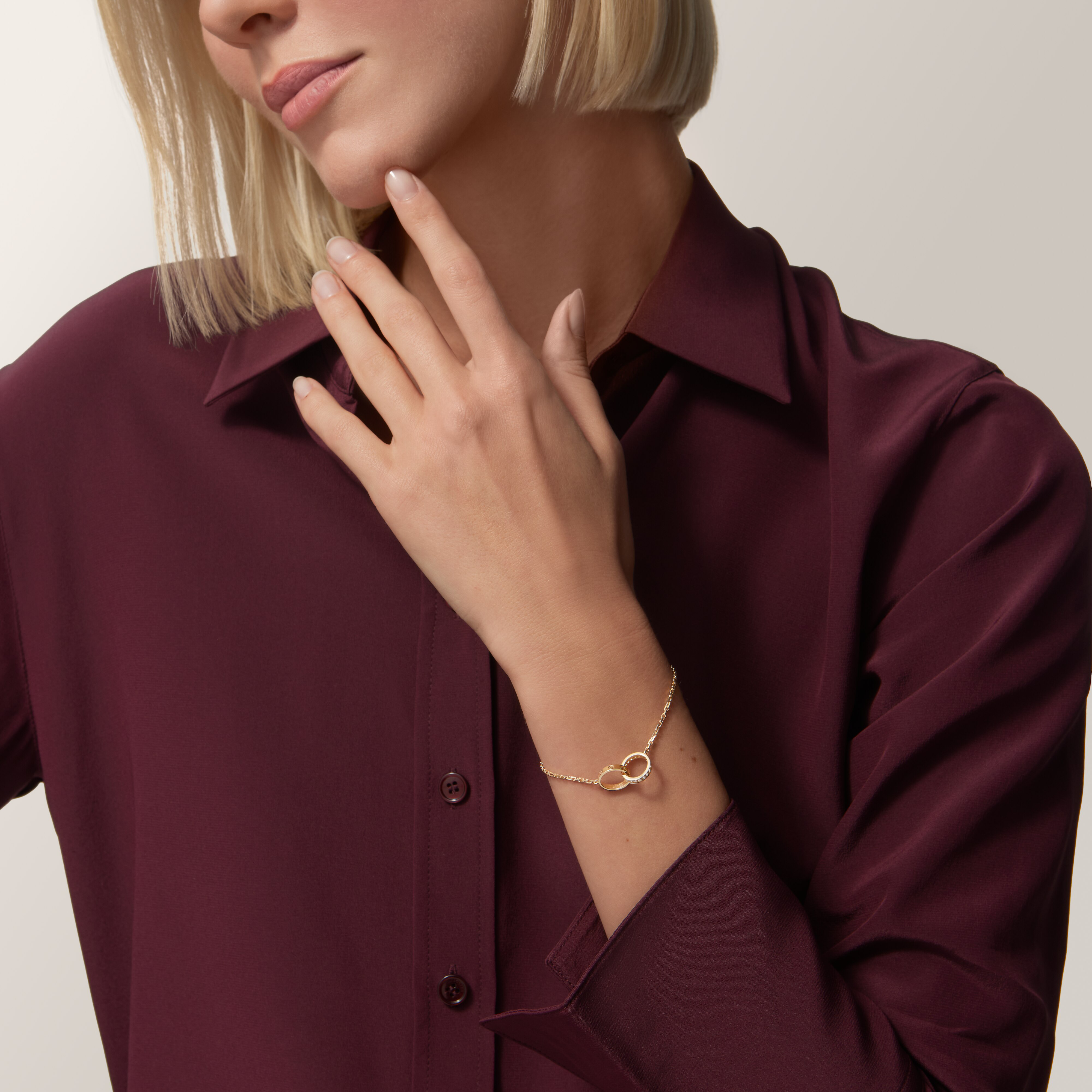 #LOVE# bracelet, on chain, half-paved