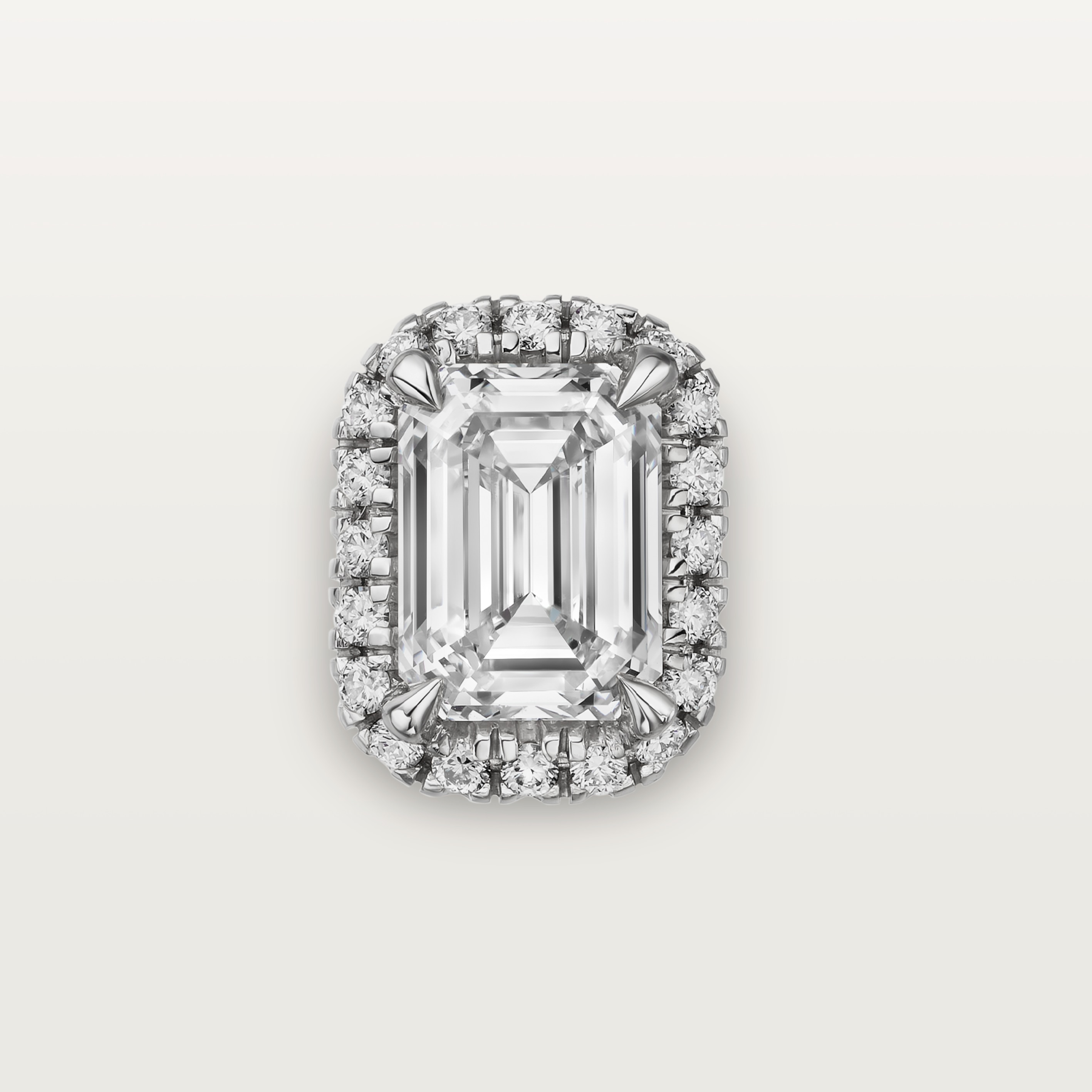 Cartier Destin&eacute;e stud earrings, 2 emerald-cut diamonds, paved