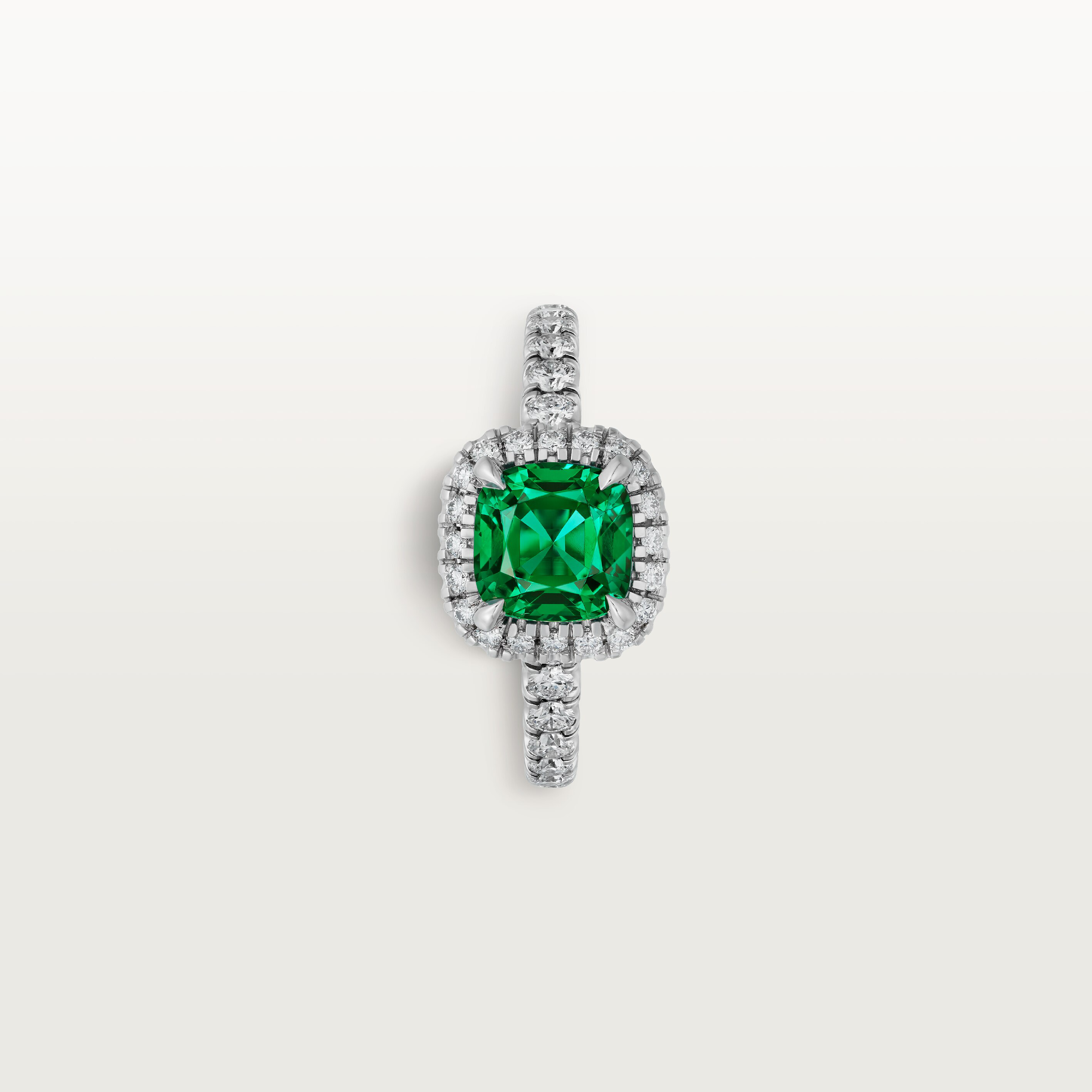 Cartier Destin&eacute;e solitaire, cushion-cut emerald, paved , image 6