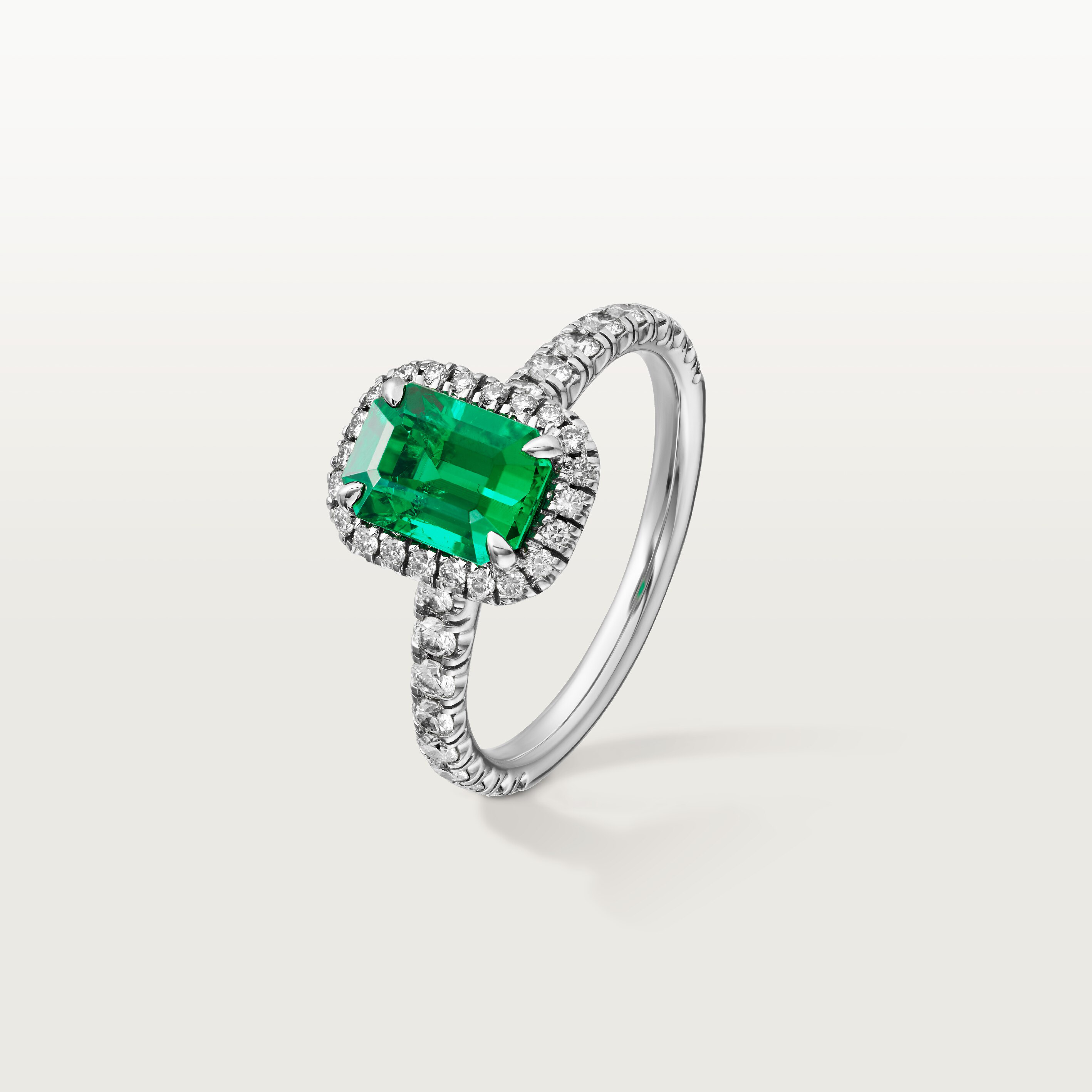 Cartier Destin&eacute;e solitaire, emerald-cut emerald, paved 