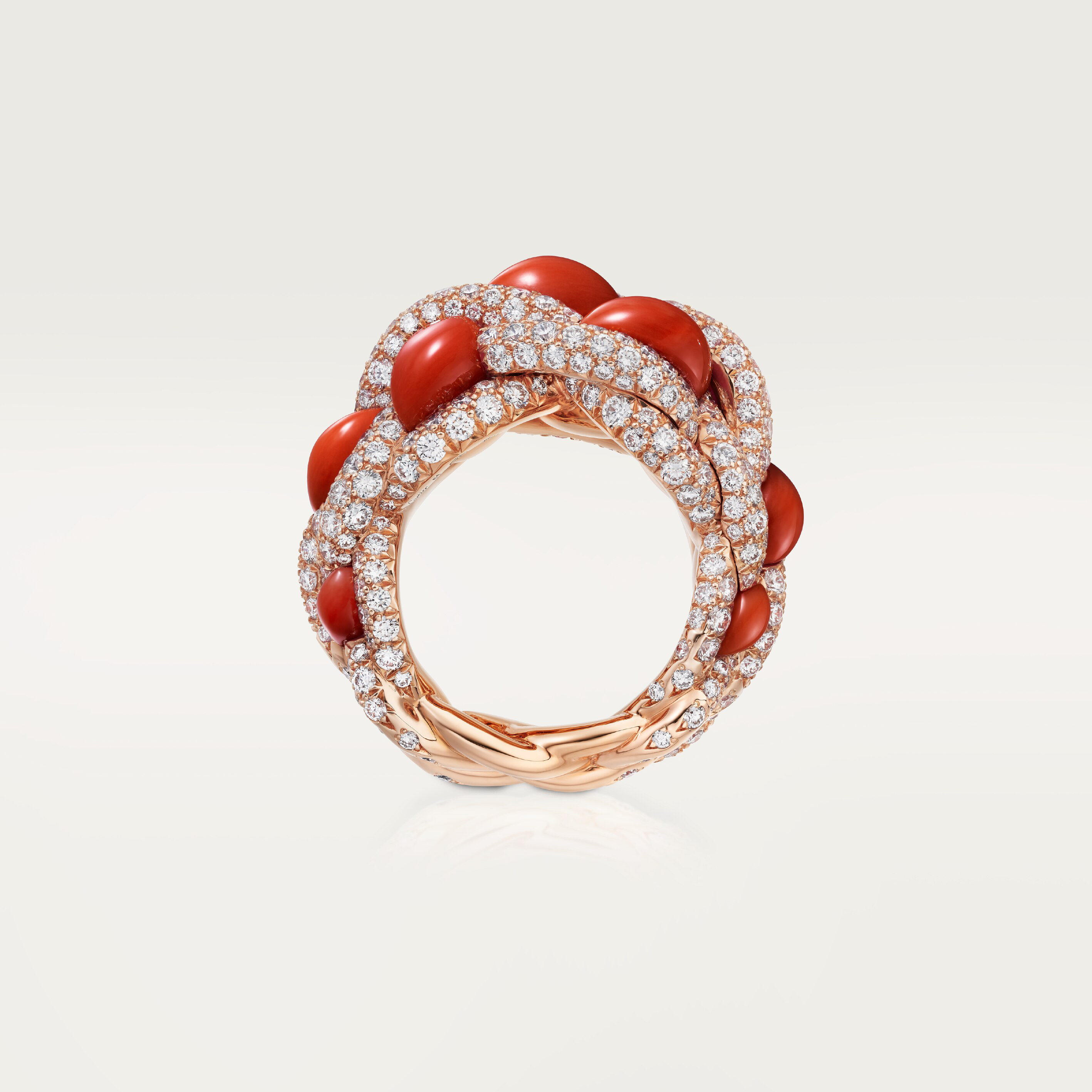 Cartier Libre Tressage ring, coral