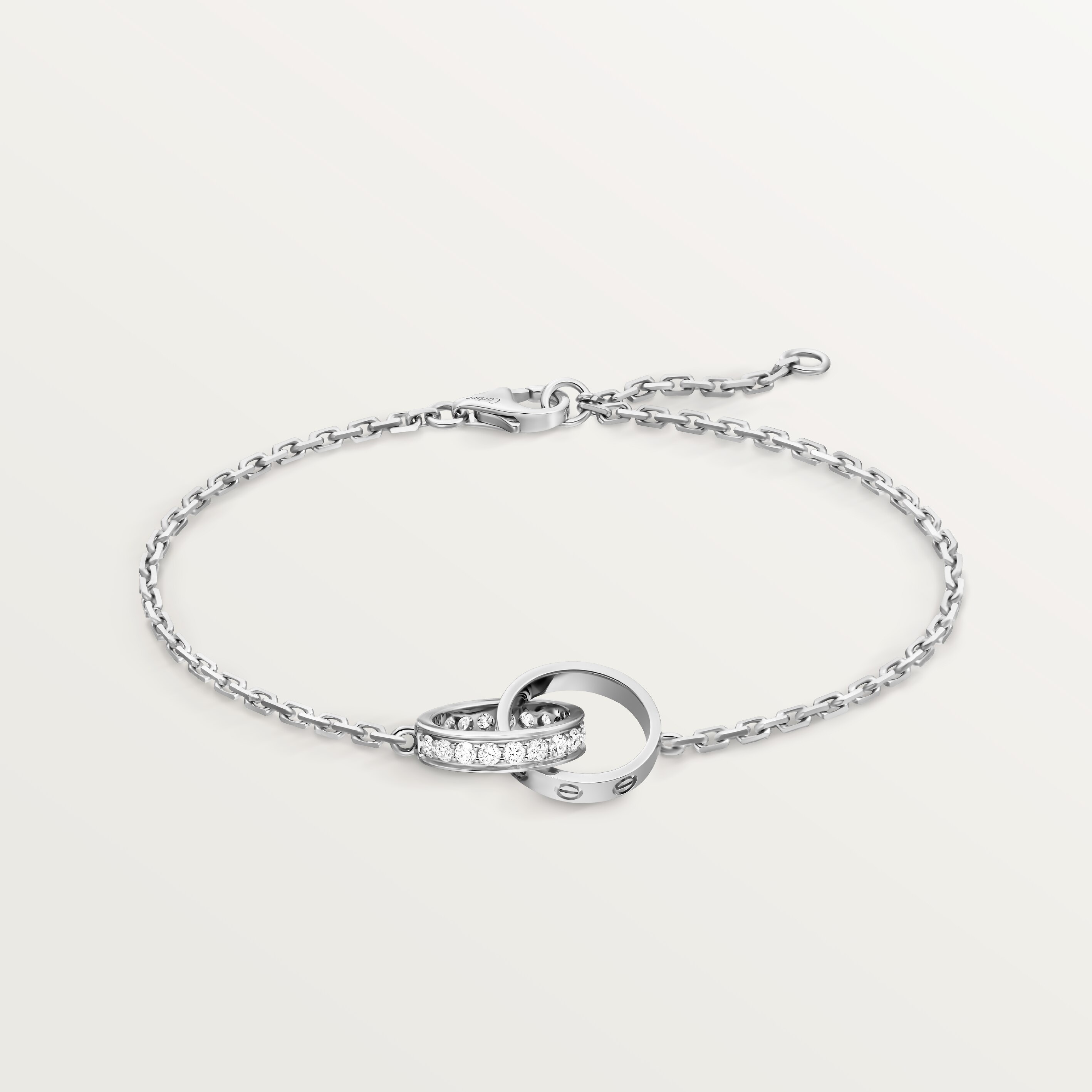 #LOVE# bracelet, on chain, half-paved