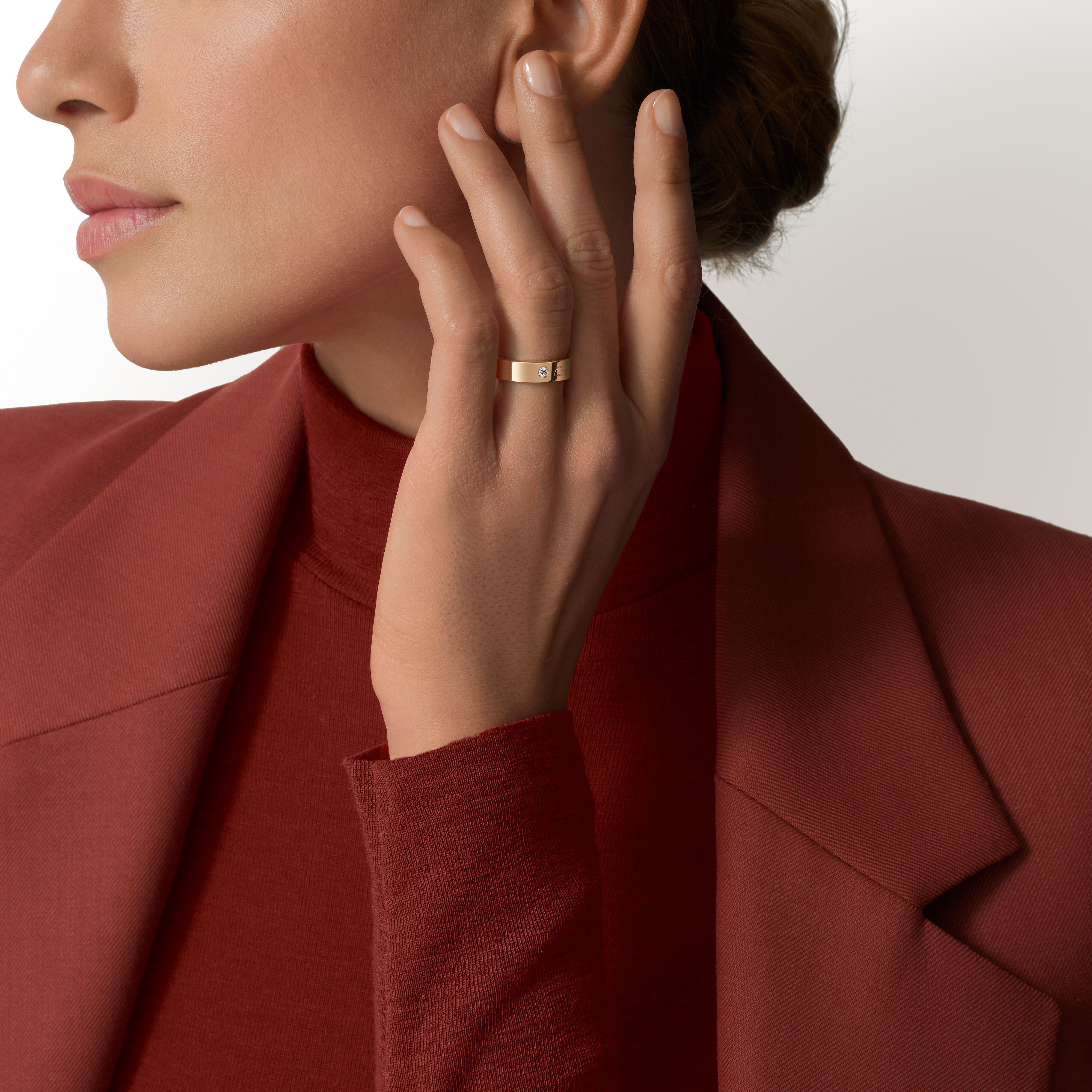 C de Cartier wedding ring, 5 mm width, 1 diamond