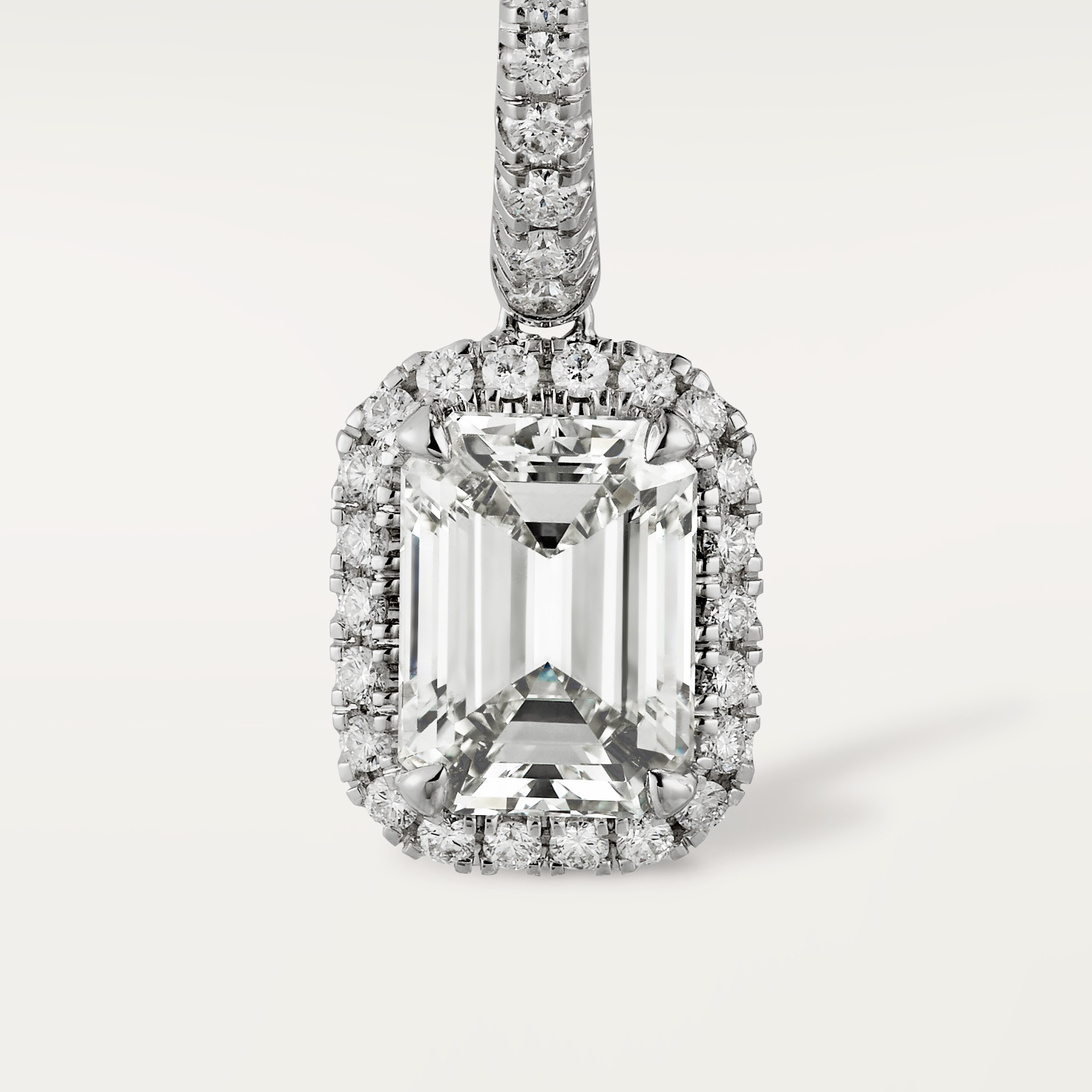 Cartier Destin&eacute;e sleeper earrings, 2 emerald-cut diamonds, paved