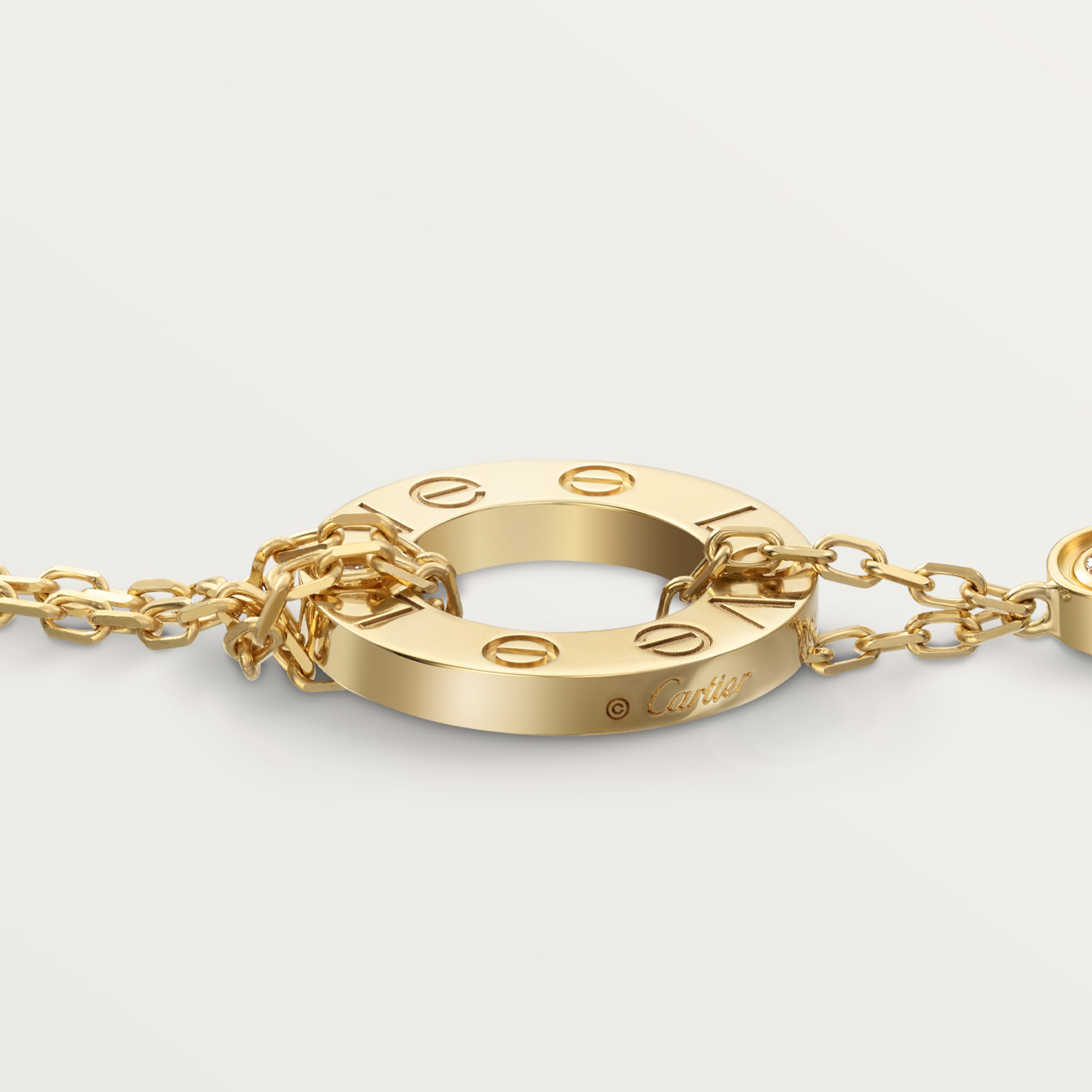 #LOVE# bracelet, on chain, 2 diamonds