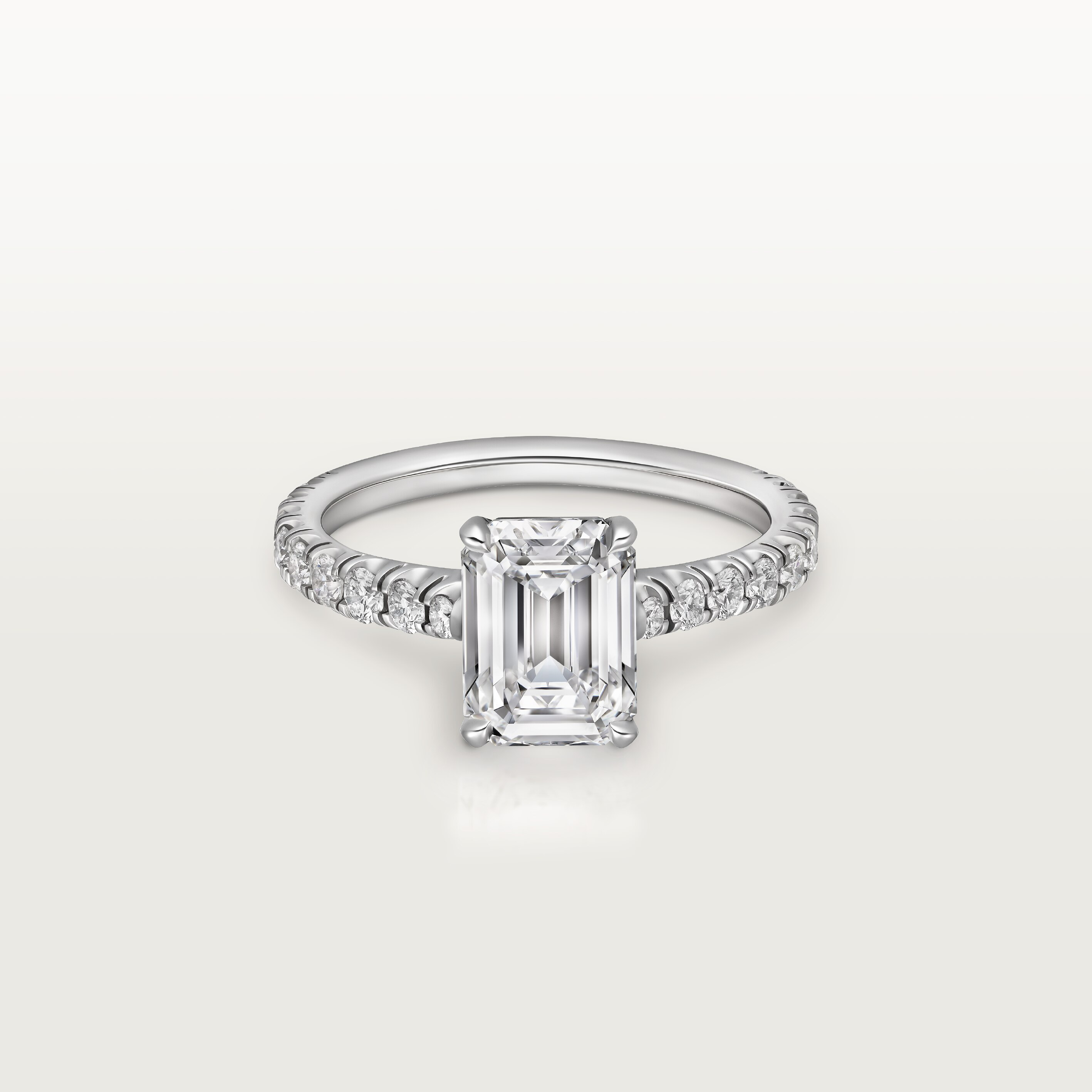 1895 solitaire, emerald-cut diamond, paved 