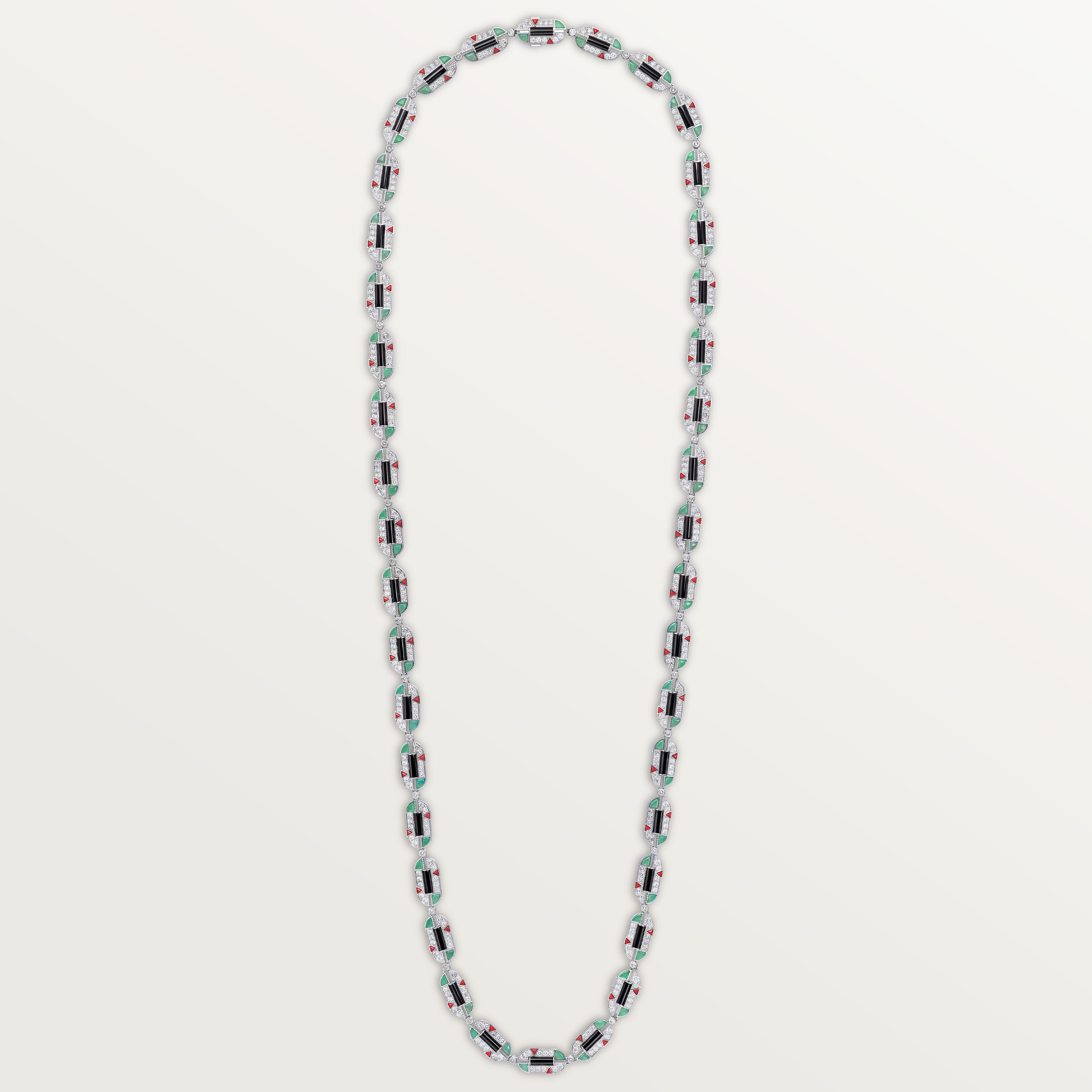 G&eacute;om&eacute;trie & Contrastes necklace, chrysoprase, multi-wear, paved