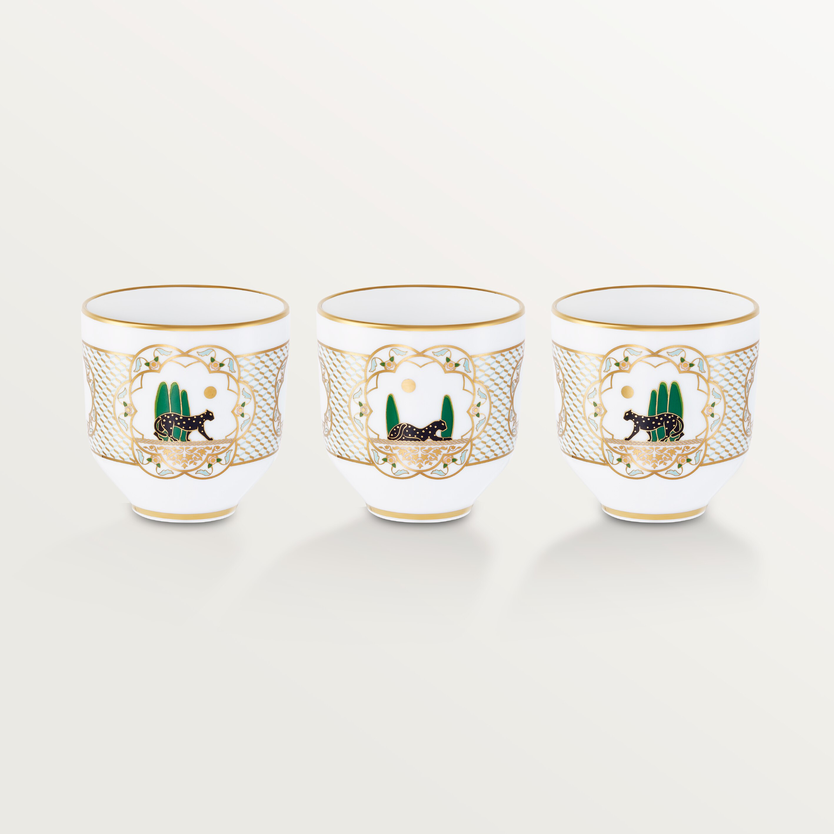 Set of three Panth&egrave;re de Cartier cups