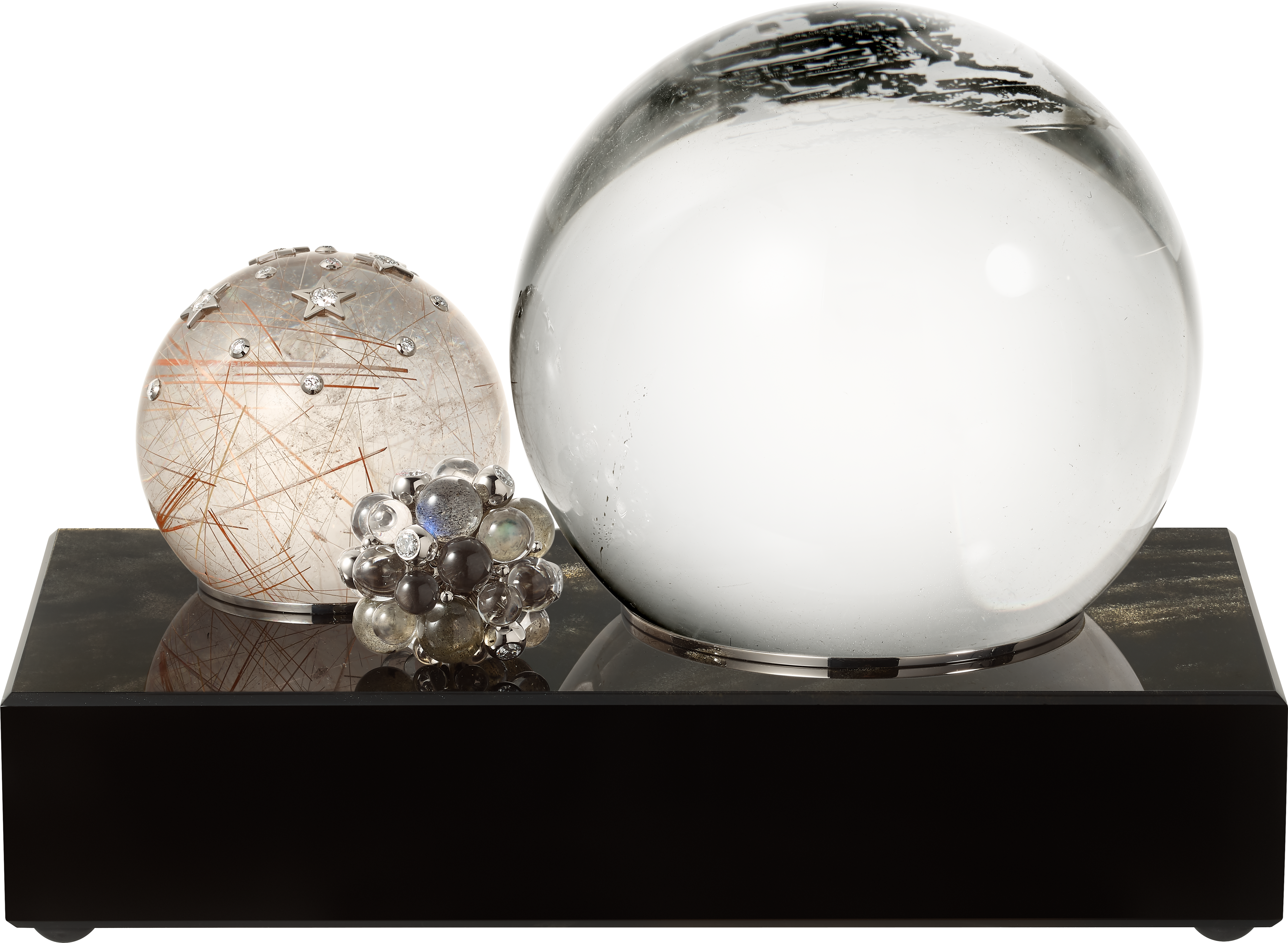 Golden obsidian Les Galaxies de Cartier clock