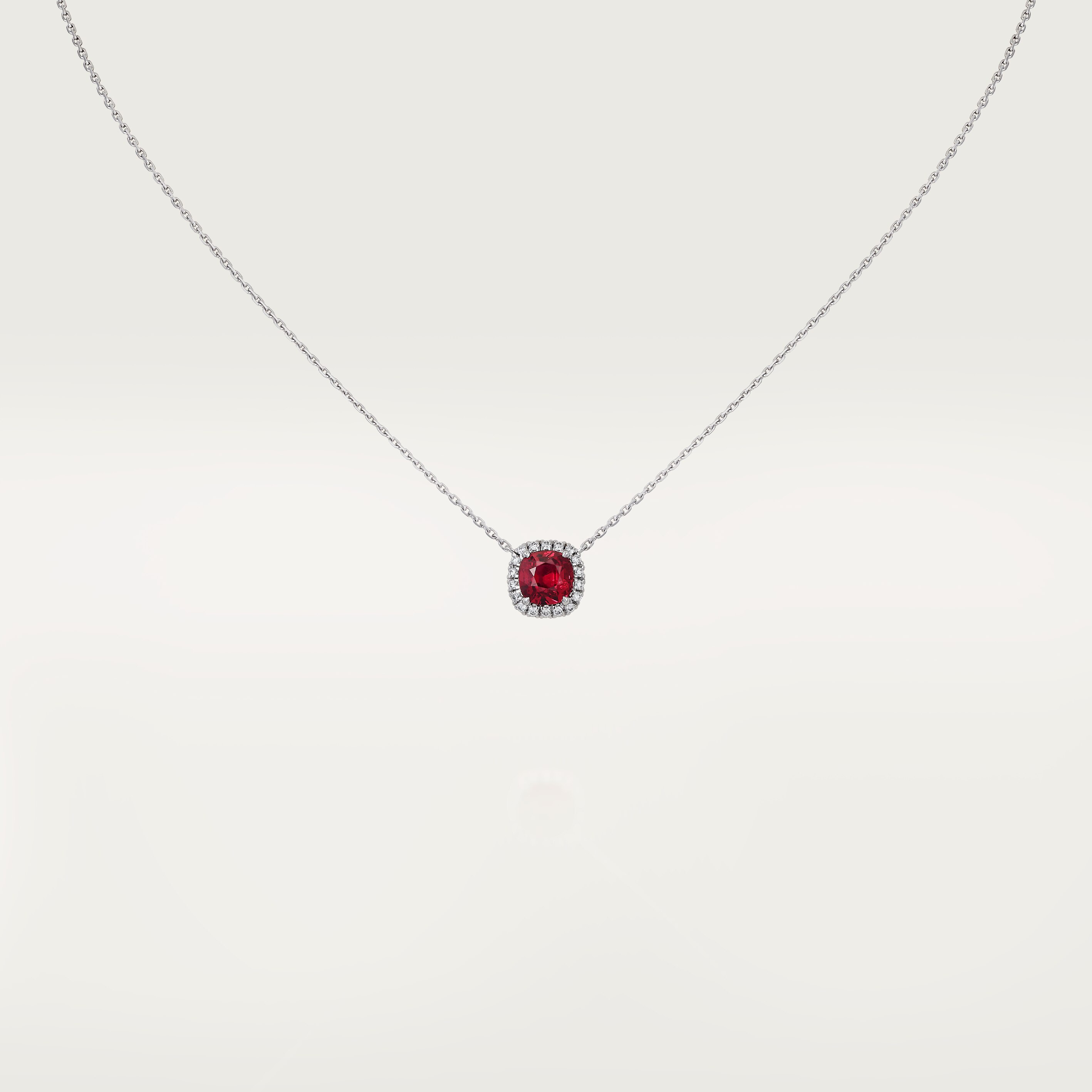 Cartier Destin&eacute;e pendant, cushion-cut ruby, paved 