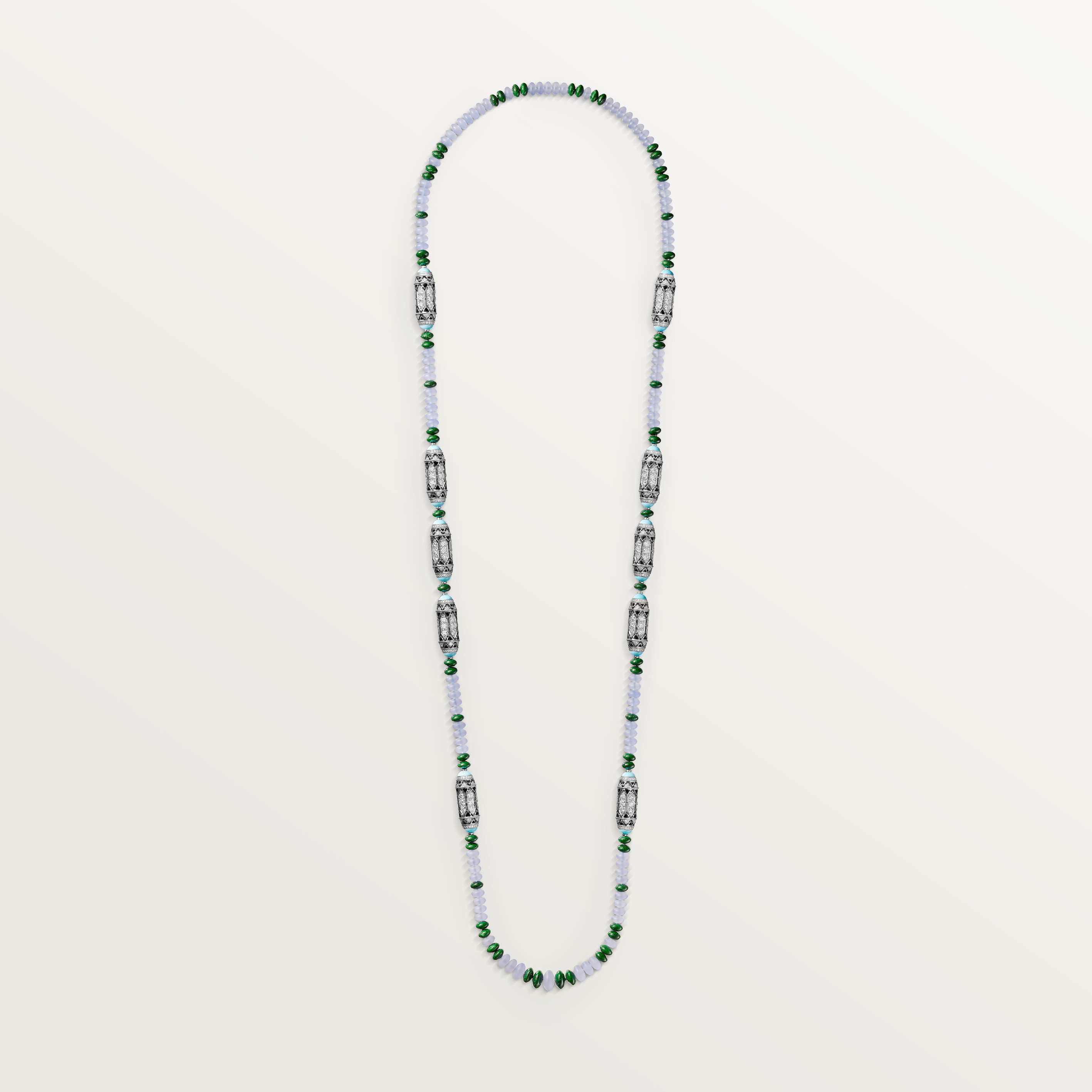 &nbsp;Geometry & Contrastes necklace, chalcedony, paved