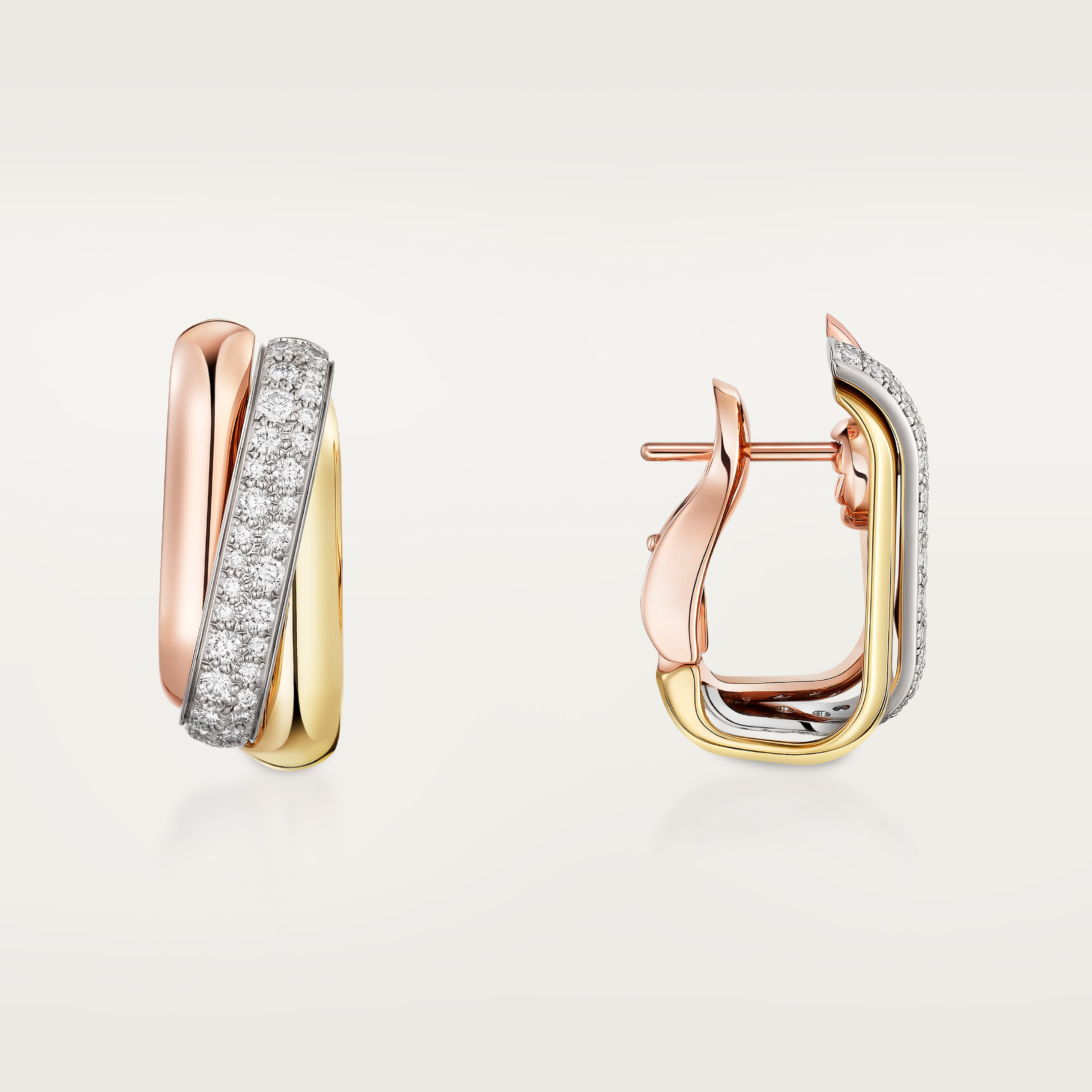 Trinity earrings, cushion-shaped, half-paved, image 5