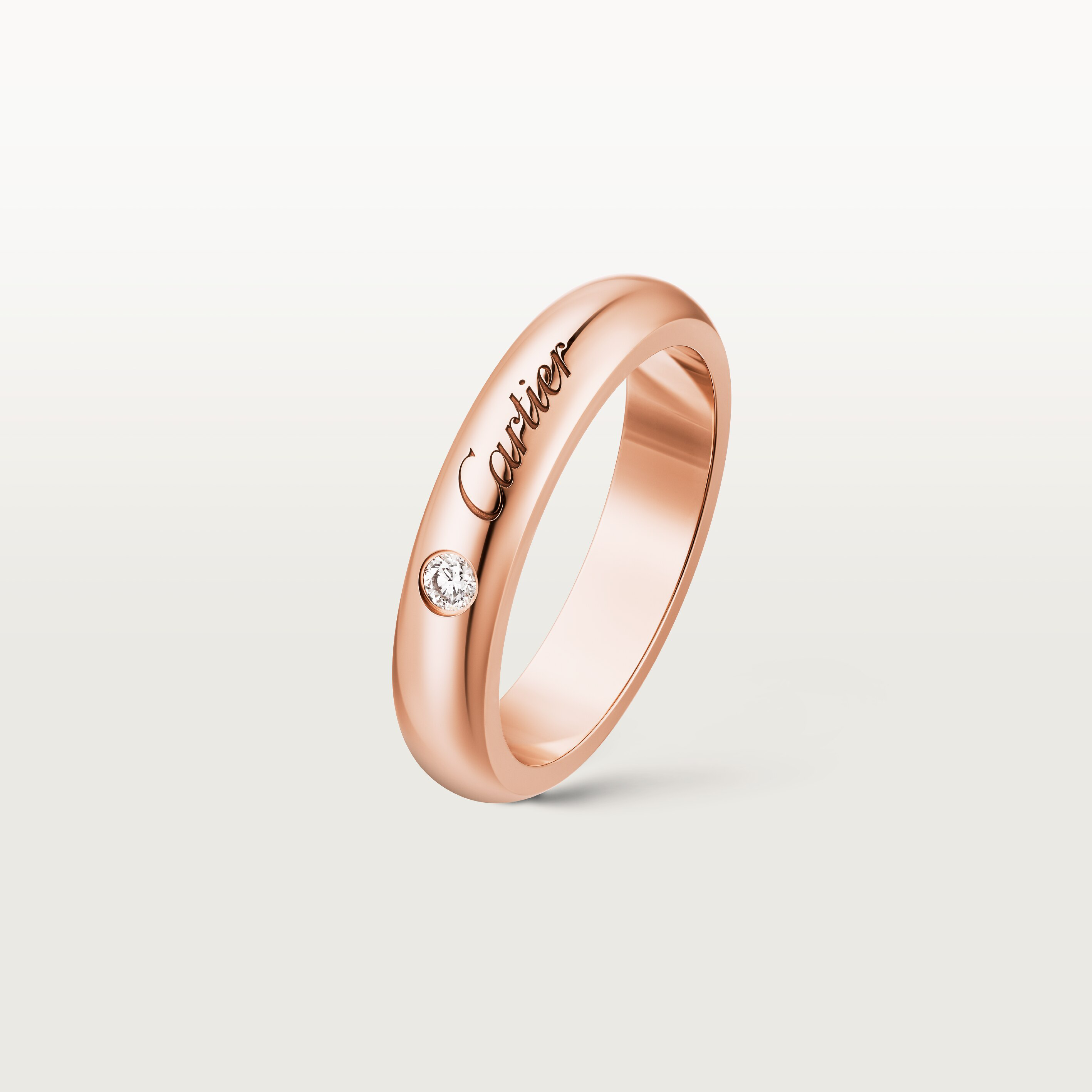 C de Cartier wedding ring, 4 mm width, 1 diamond