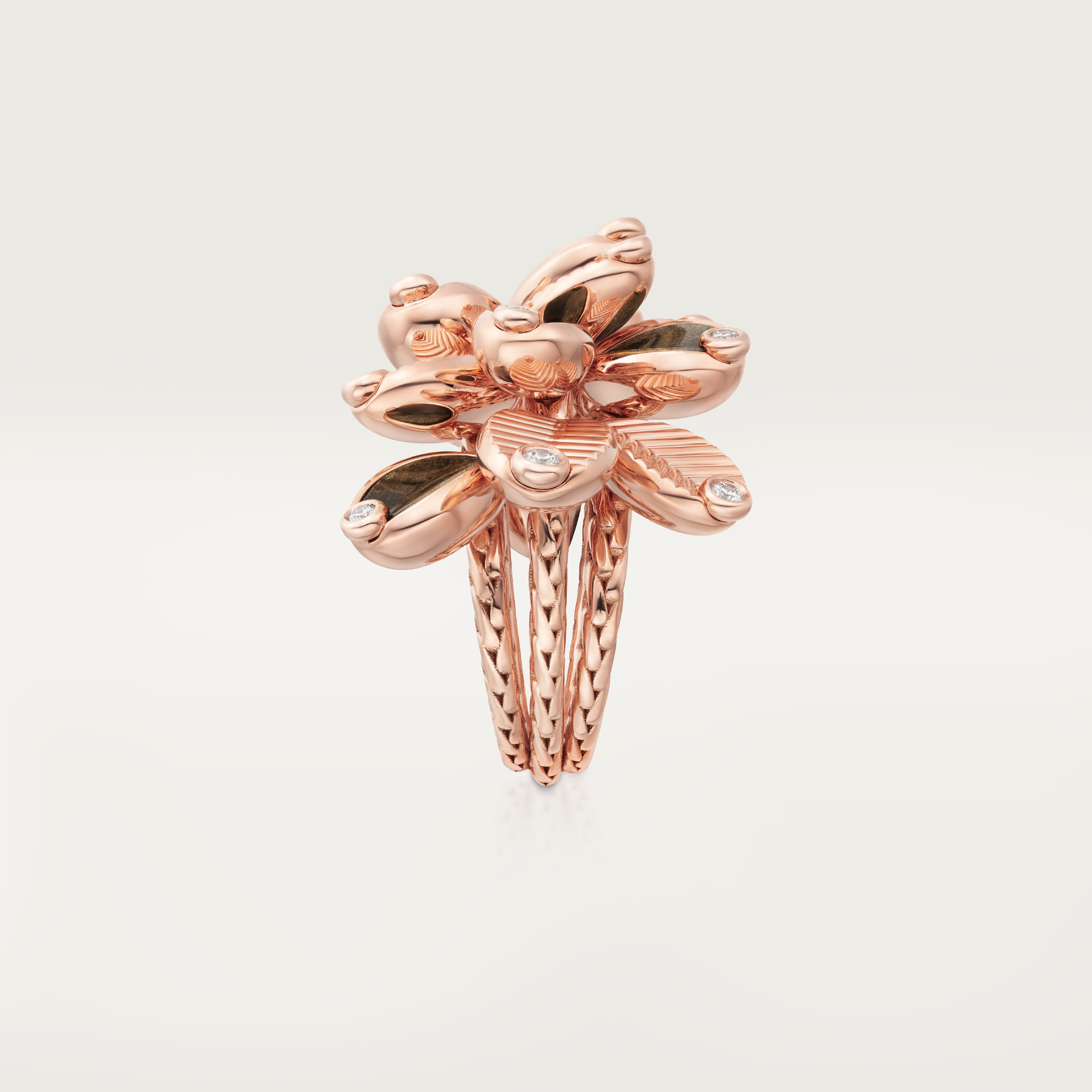 Grain de Caf&eacute; ring, obsidian, half-paved, image 8