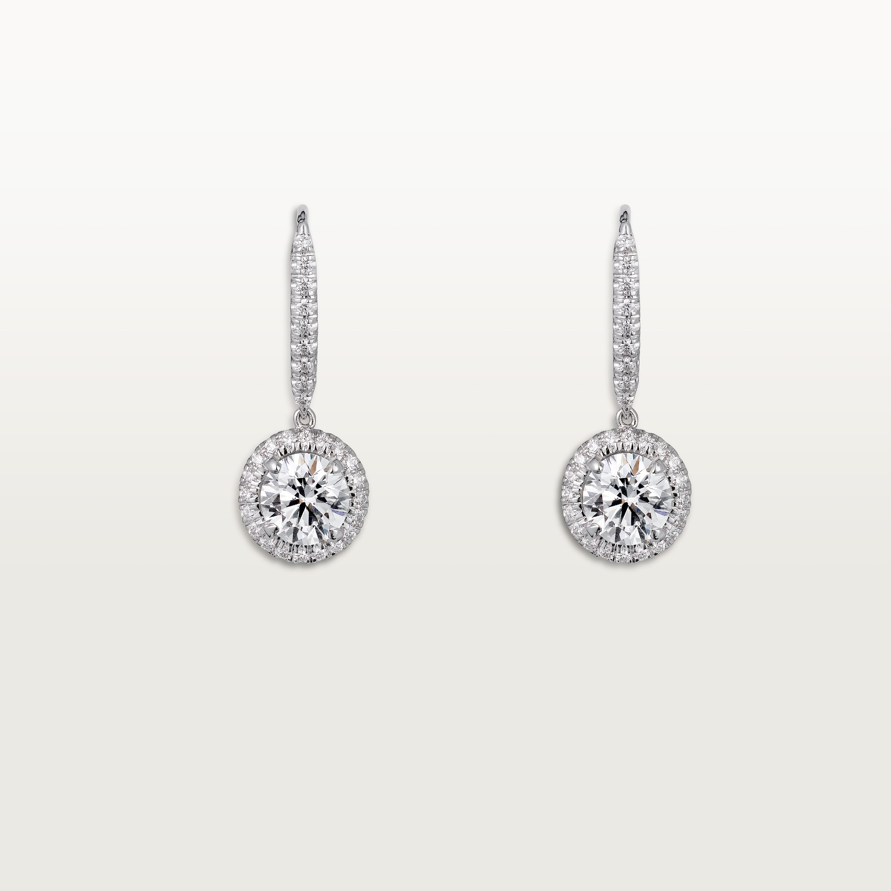 Cartier Destin&eacute;e sleeper earrings, 2 brilliant-cut diamonds, paved