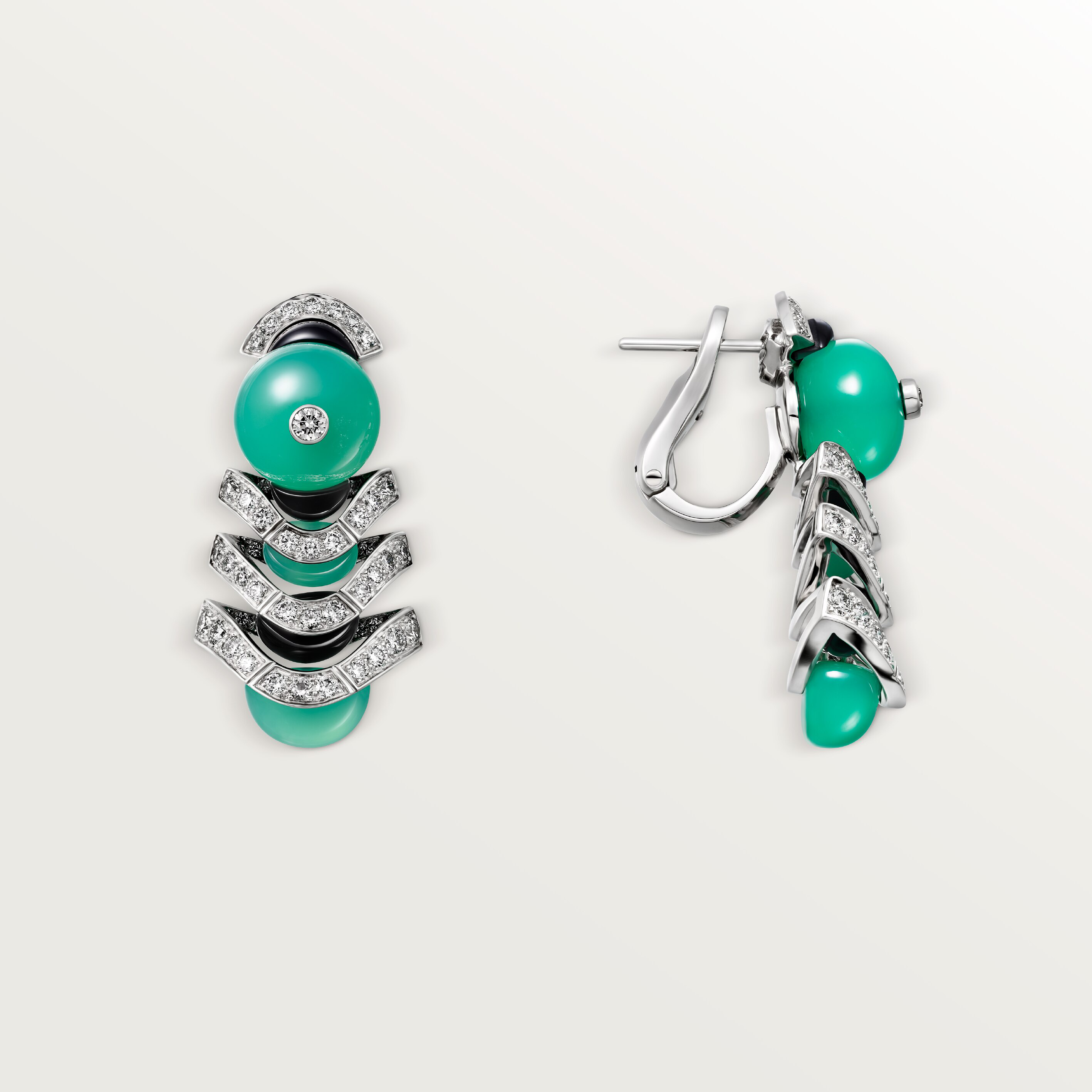&nbsp;Geometry & Contrastes earrings, chrysoprase, paved, image 5
