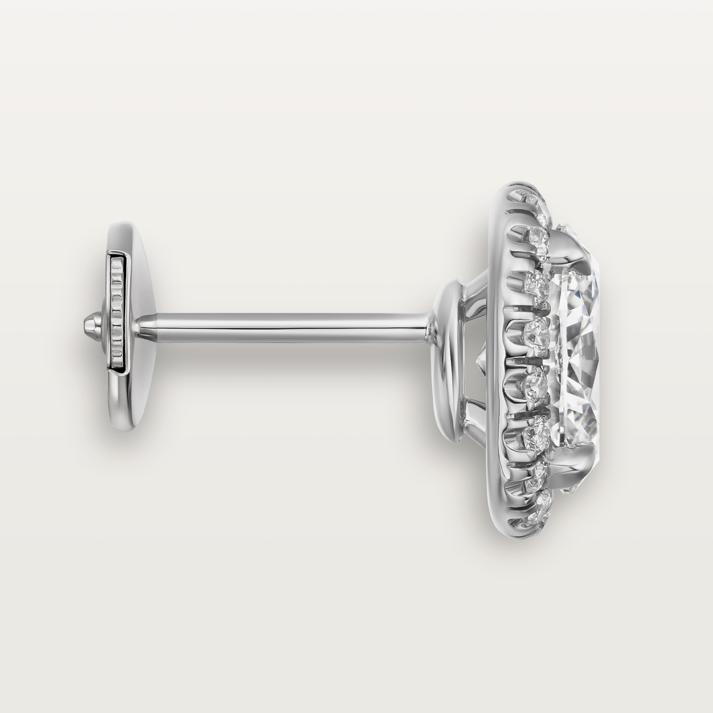 Cartier Destin&eacute;e stud earrings, 2 oval-cut diamonds, paved