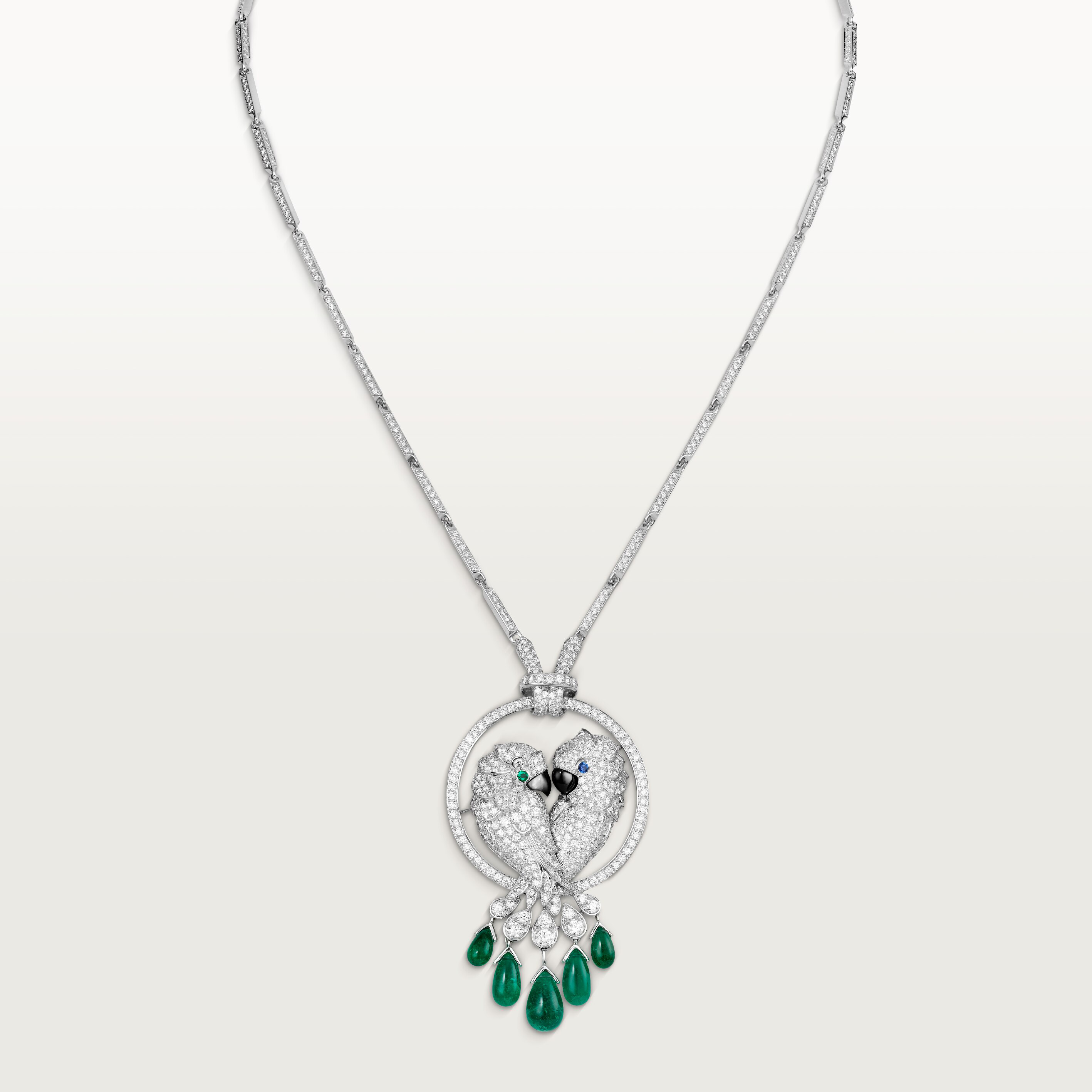 Faune et Flore de Cartier necklace, emerald drops, paved 