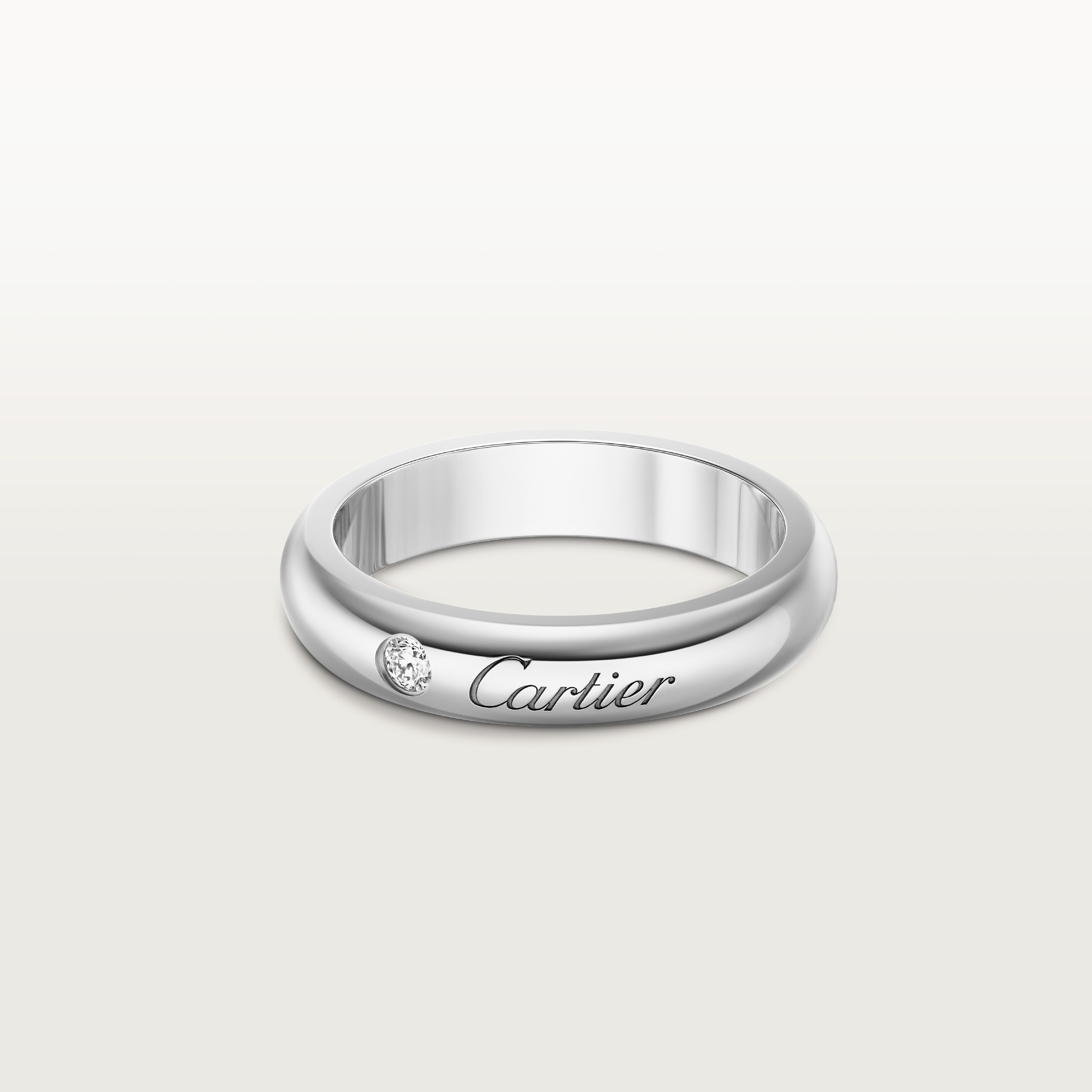 C de Cartier wedding band, 4 mm width, 1 diamond
