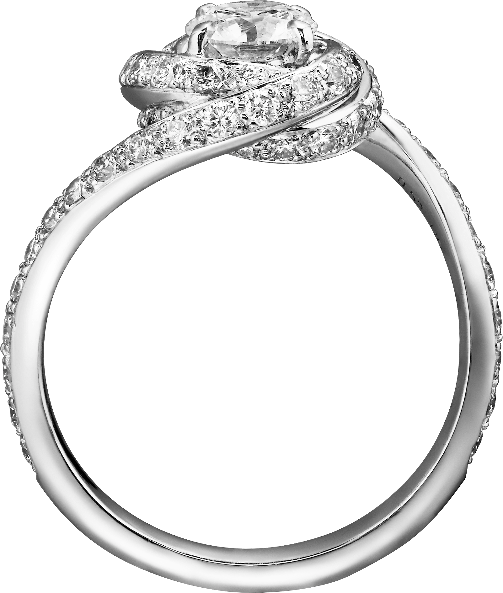 Trinity Ruban solitaire, brilliant-cut diamond, paved 