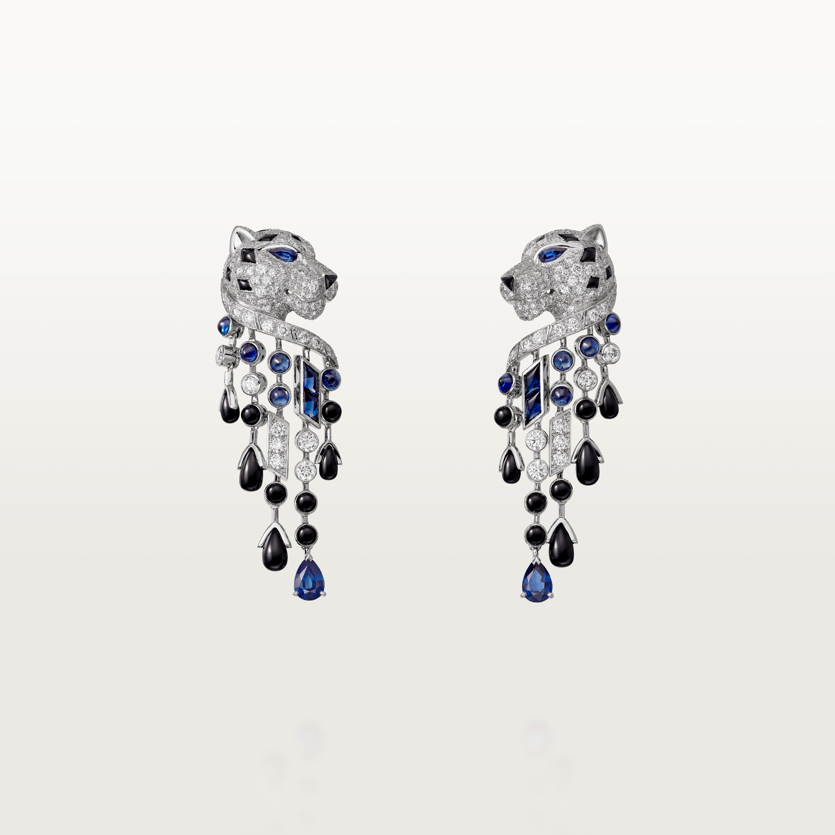 Panth&egrave;re de Cartier earrings, sapphire, large model, paved