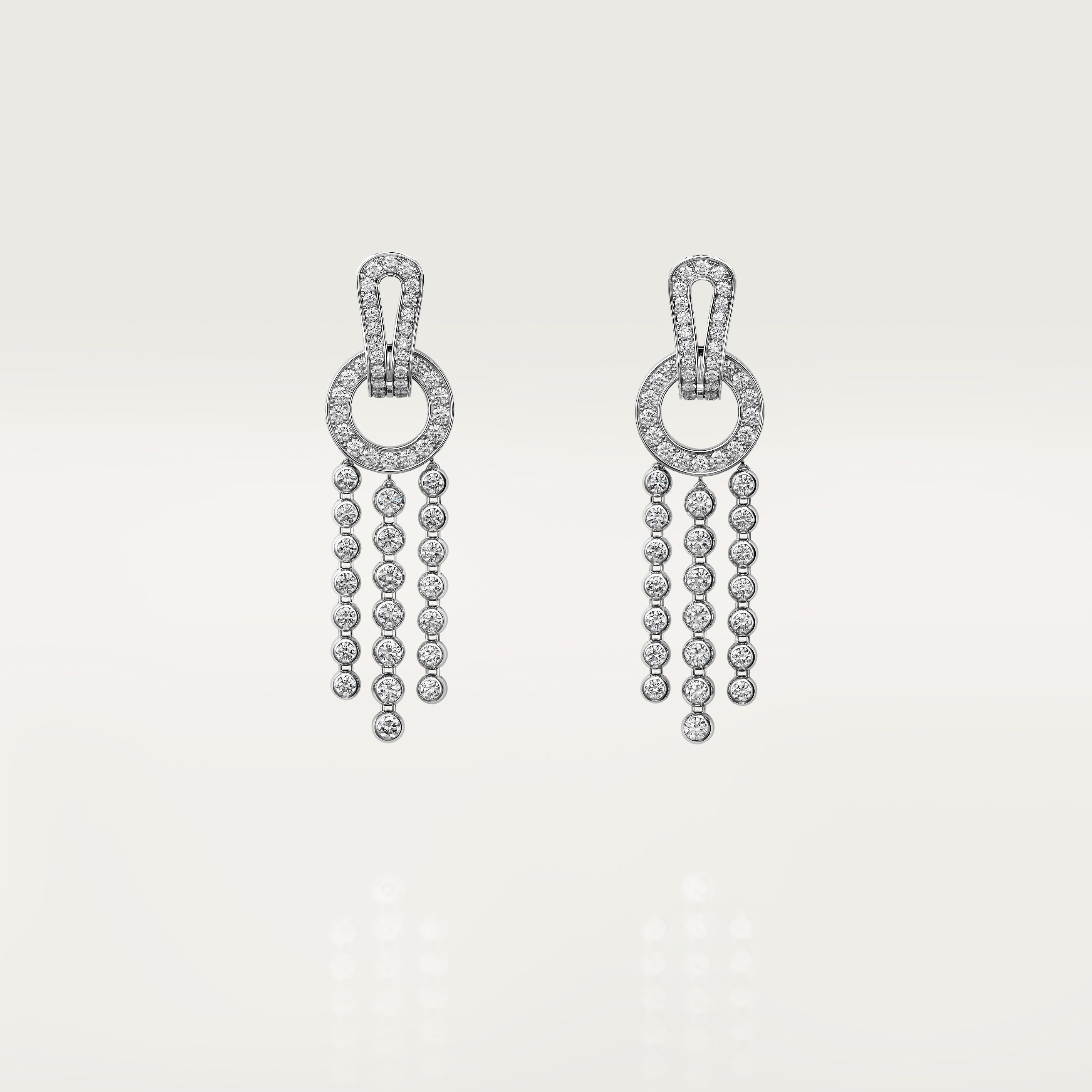 Agrafe earrings, brilliant-cut diamonds, paved