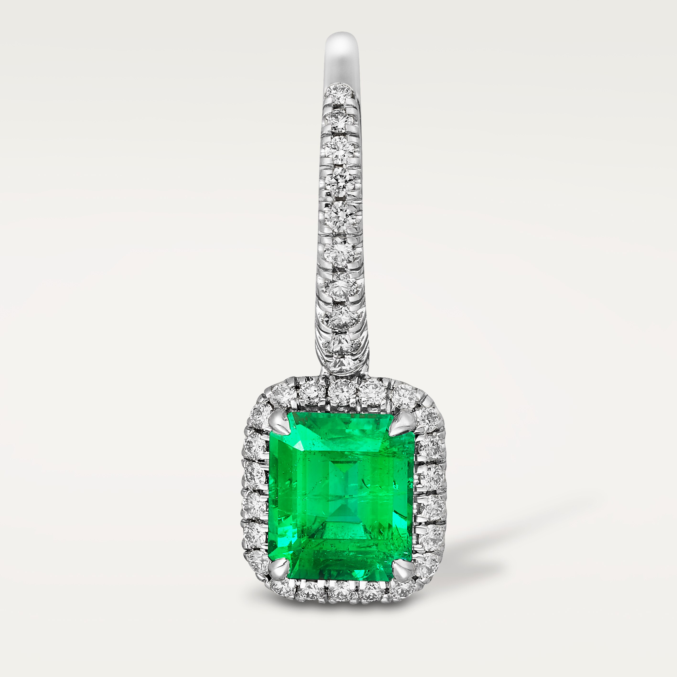 Cartier Destin&eacute;e sleeper earrings, 2 emerald-cut emeralds, paved, image 5
