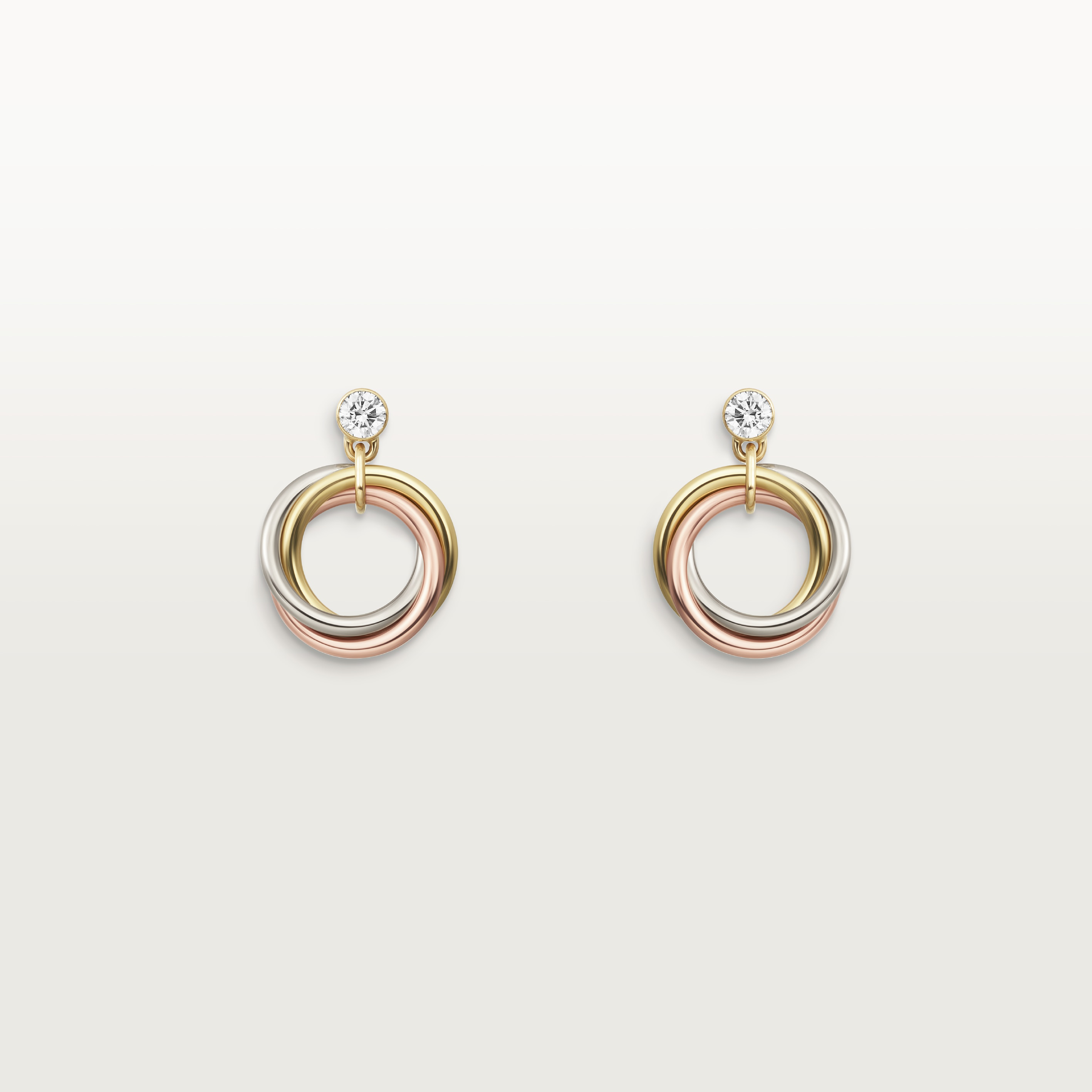 Trinity earrings, brilliant-cut diamonds 