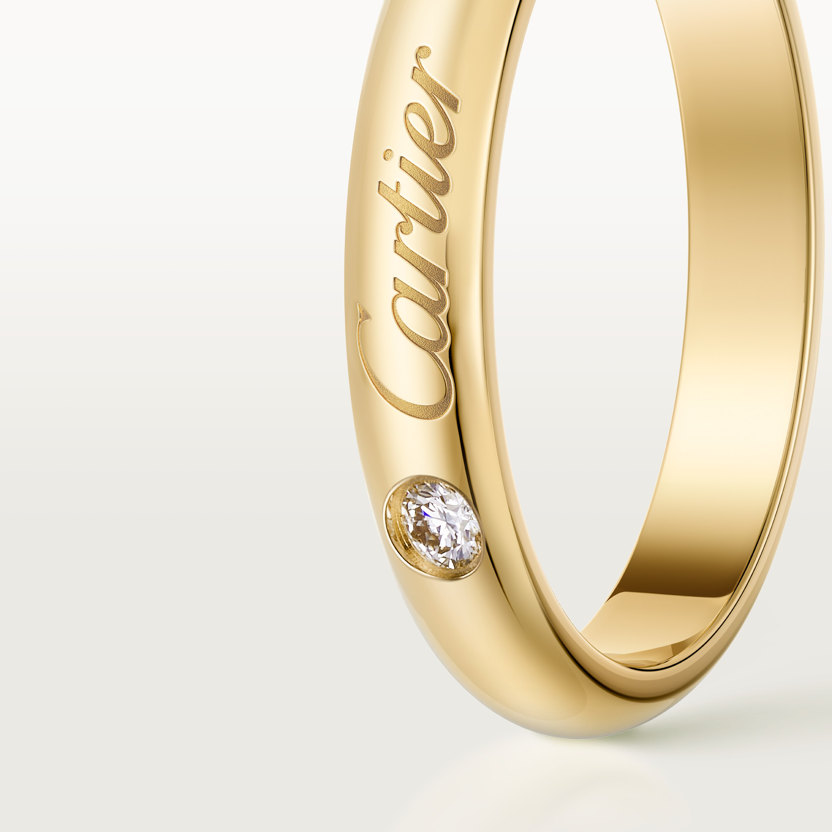 C de Cartier wedding band, 3 mm width, 1 diamond, image 6