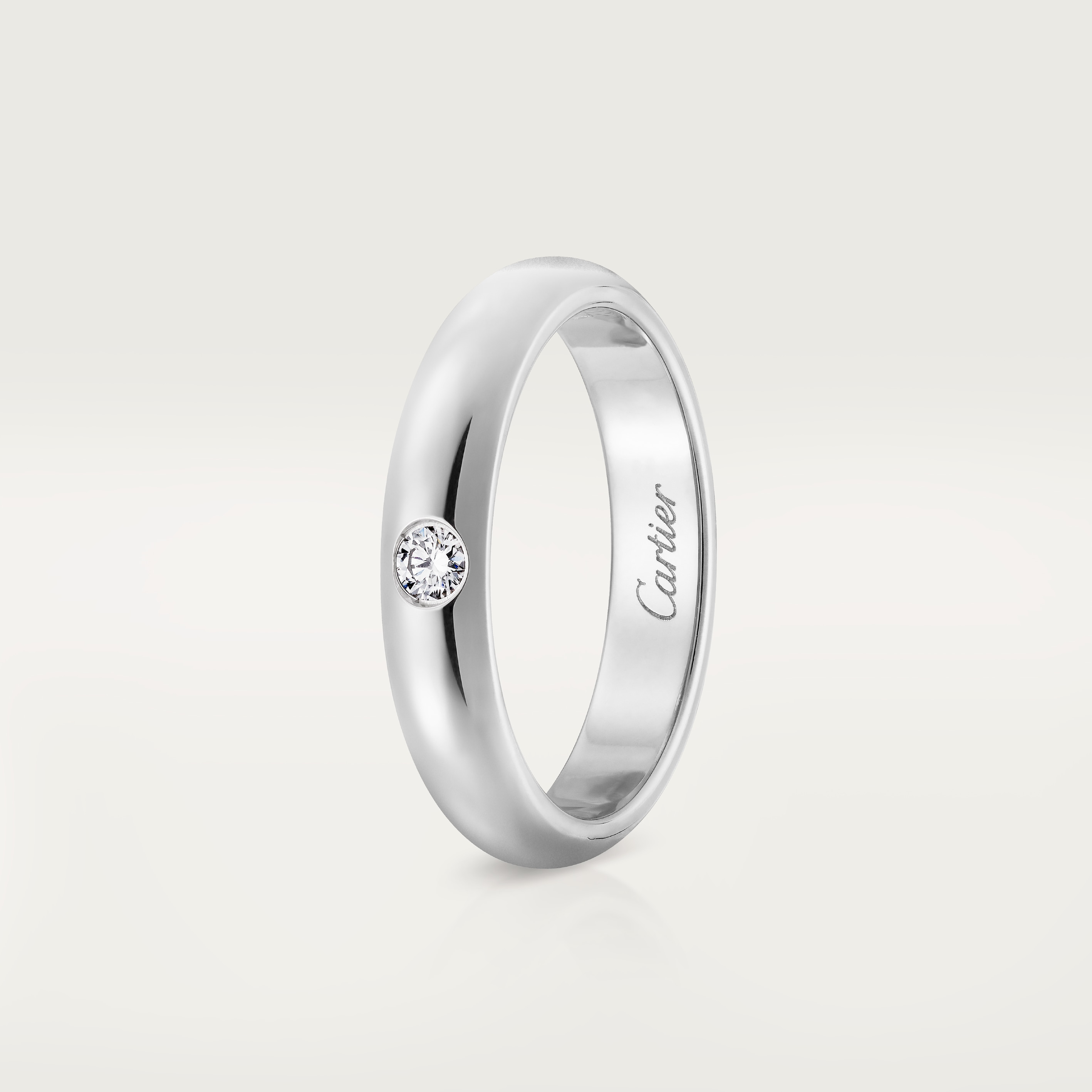 1895 wedding band, 3.5 mm width, 1 diamond