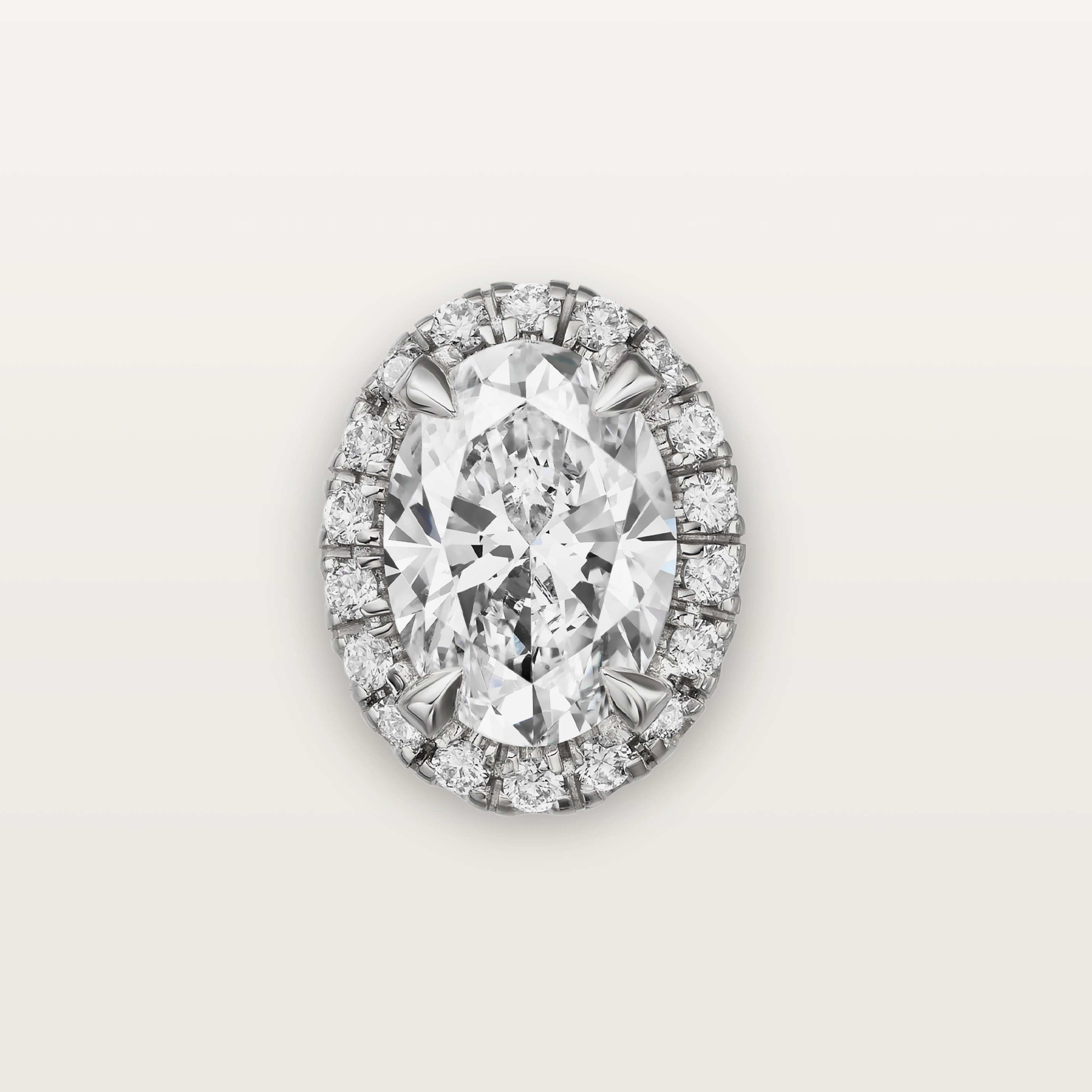 Cartier Destin&eacute;e stud earrings, 2 oval-cut diamonds, paved