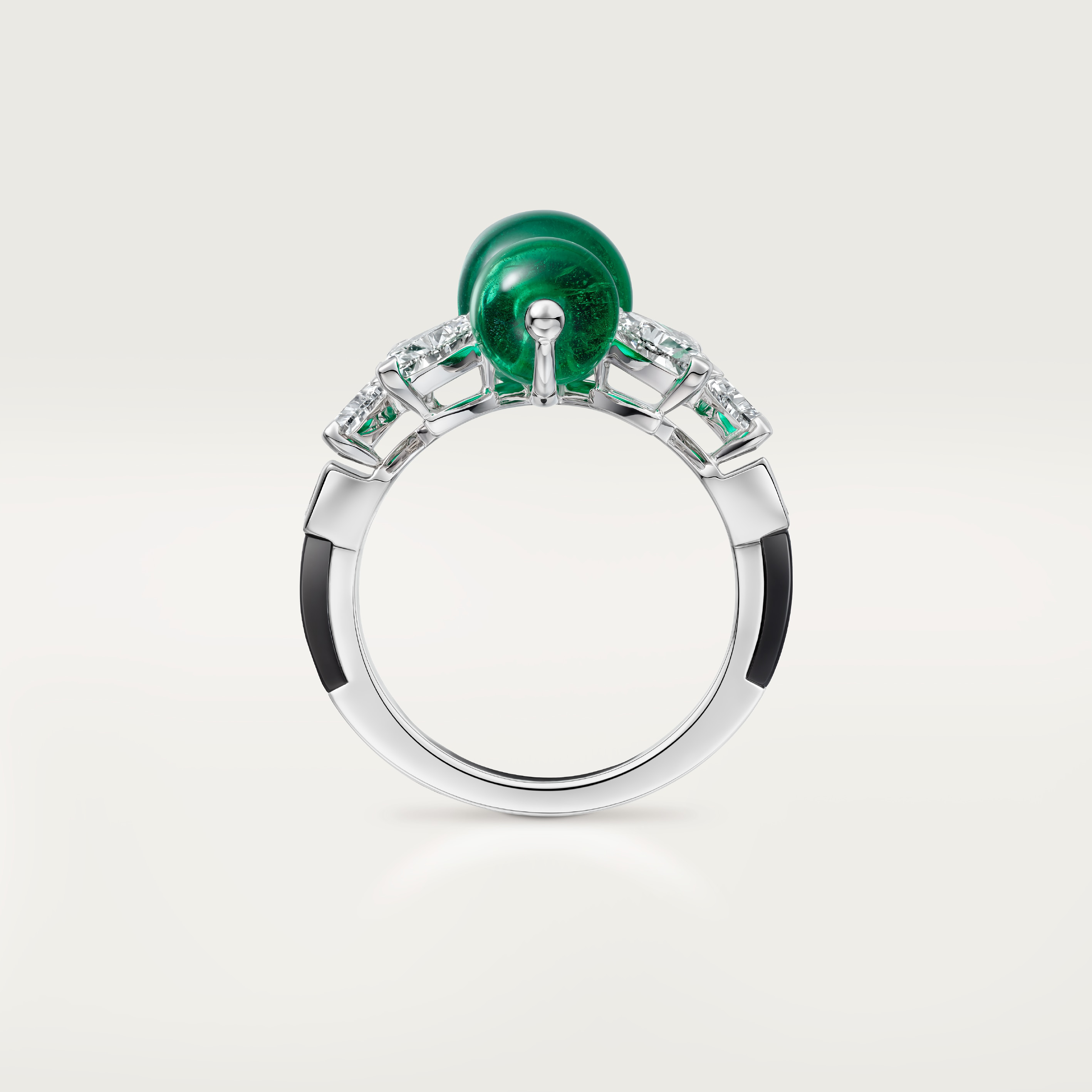 En &Eacute;quilibre ring, emerald, paved, image 3