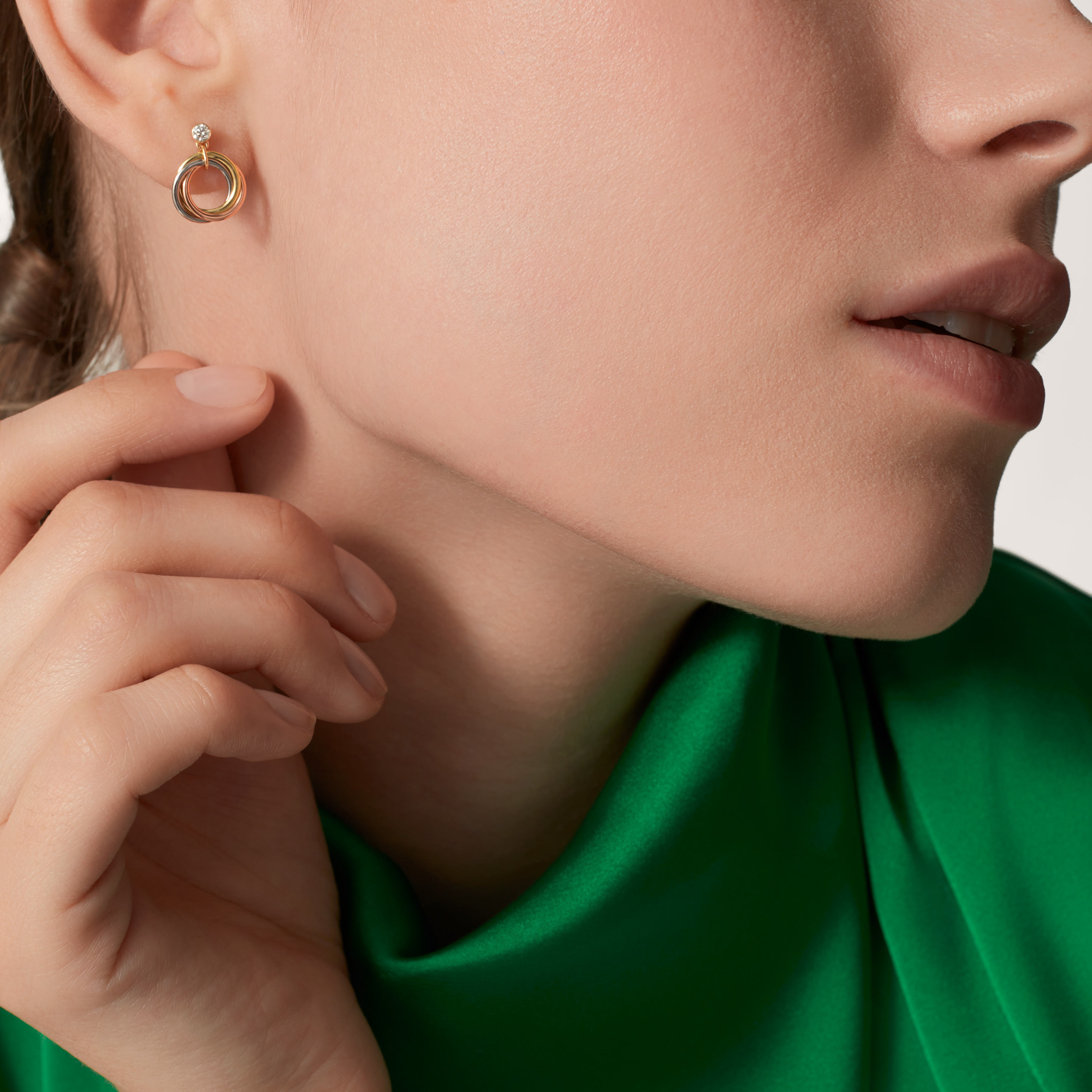 Trinity earrings, brilliant-cut diamonds 