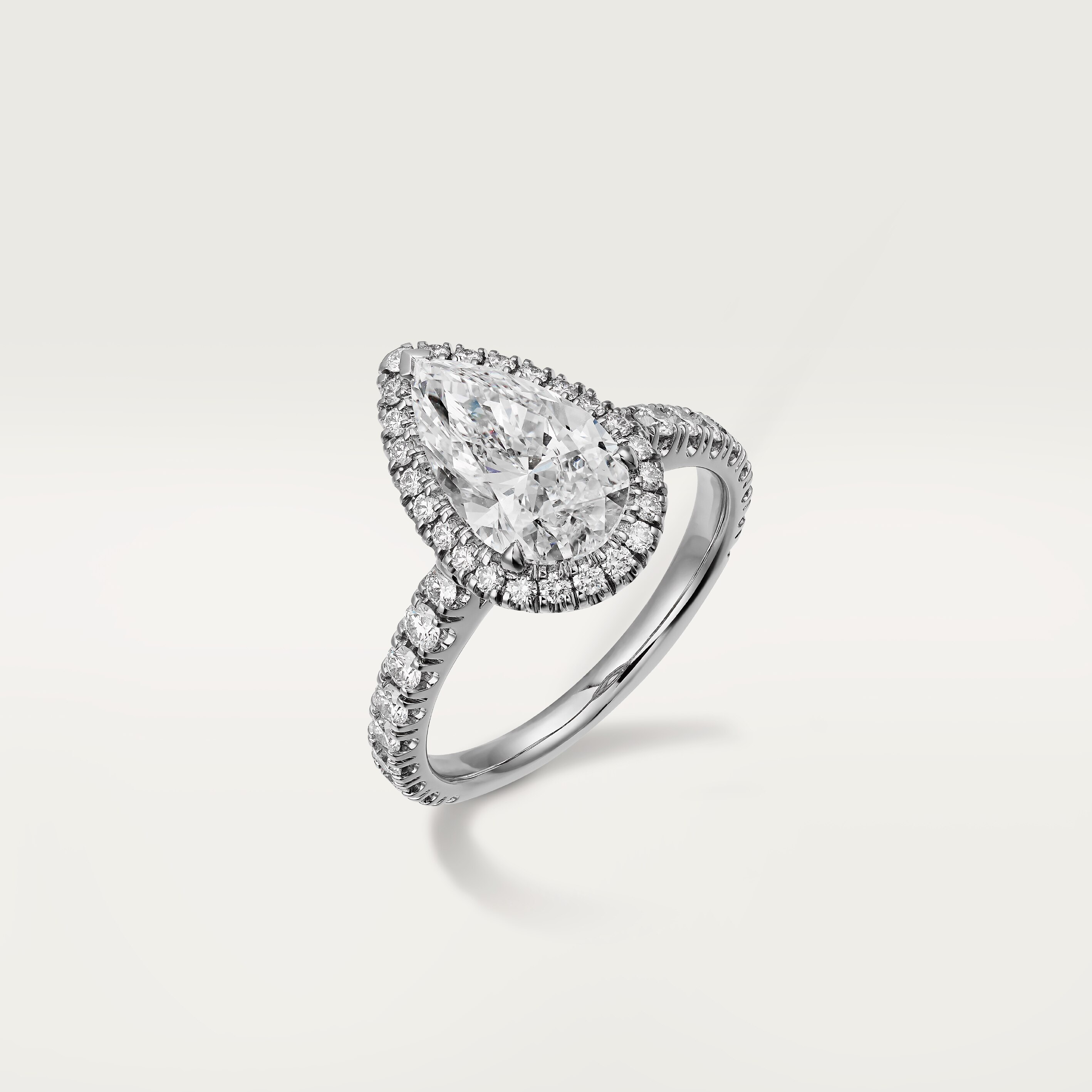 Cartier Destin&eacute;e solitaire, pear-shaped diamond, paved 