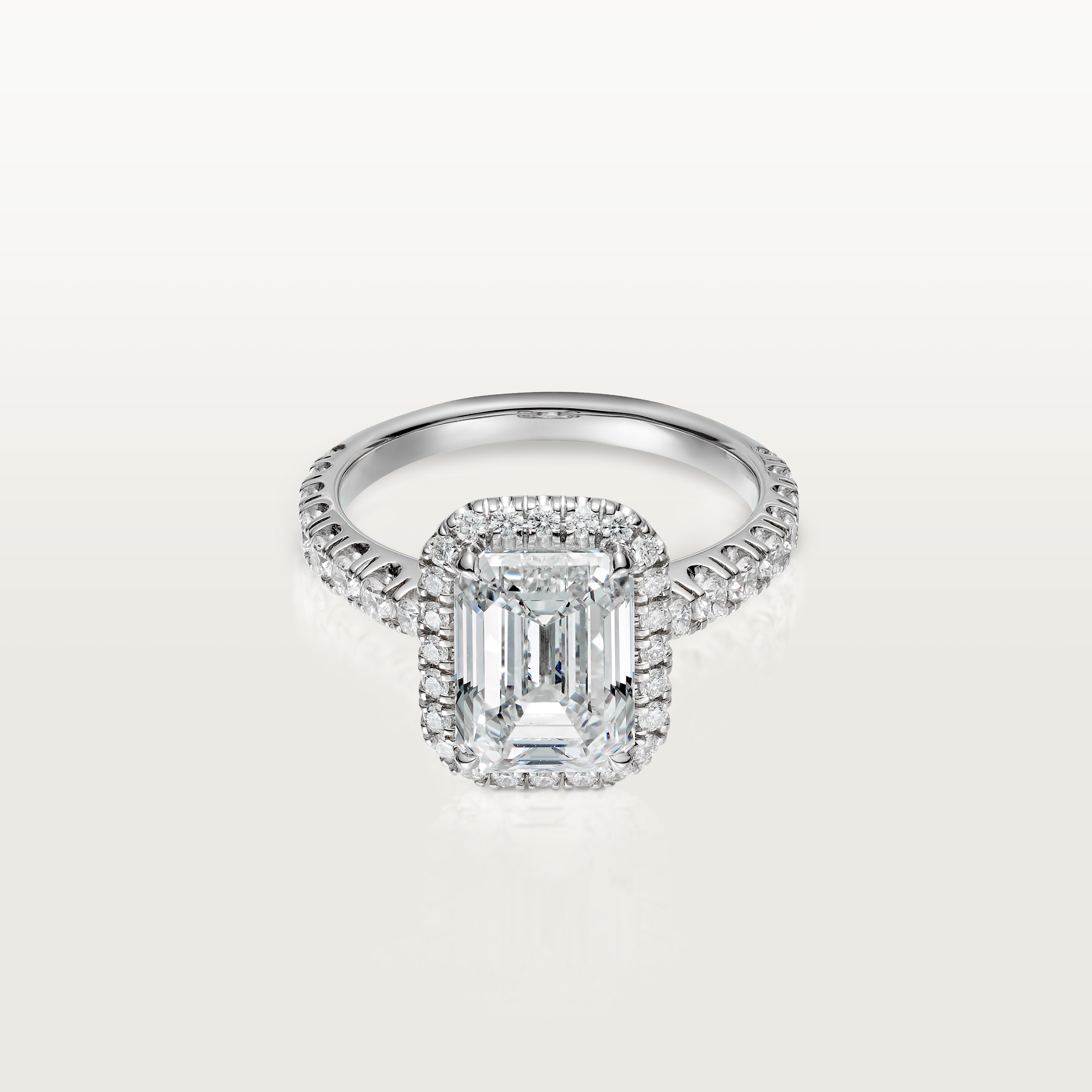Cartier Destin&eacute;e solitaire, emerald-cut diamond, paved 