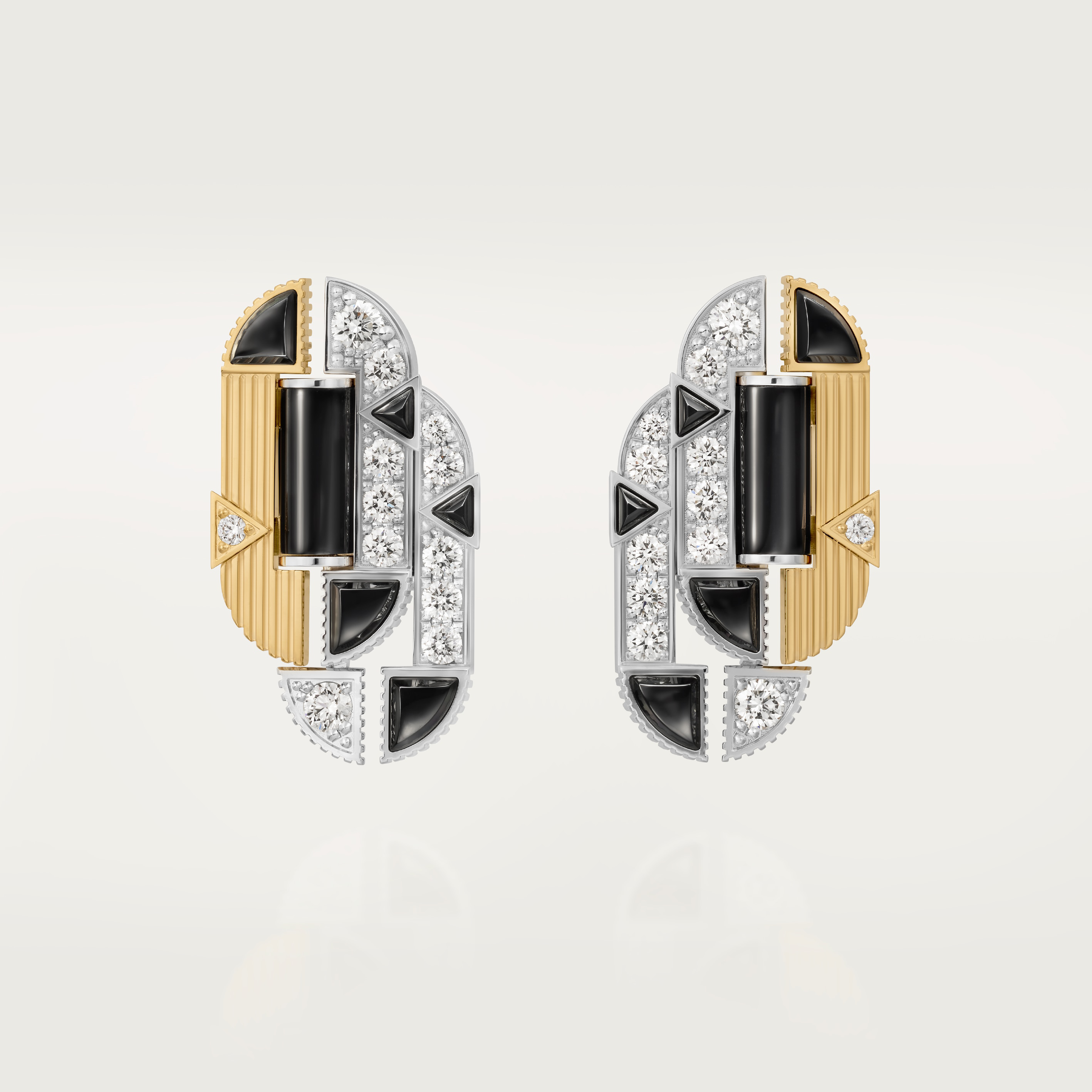 &nbsp;Geometry & Contrastes earrings, onyx, paved