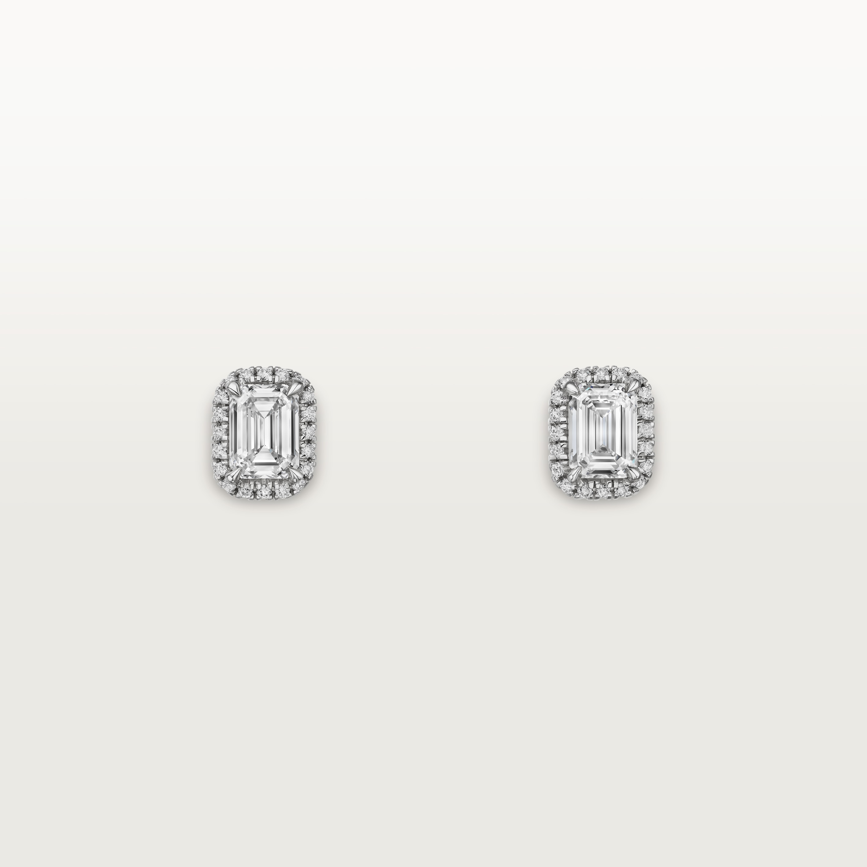 Cartier Destin&eacute;e stud earrings, 2 emerald-cut diamonds, paved