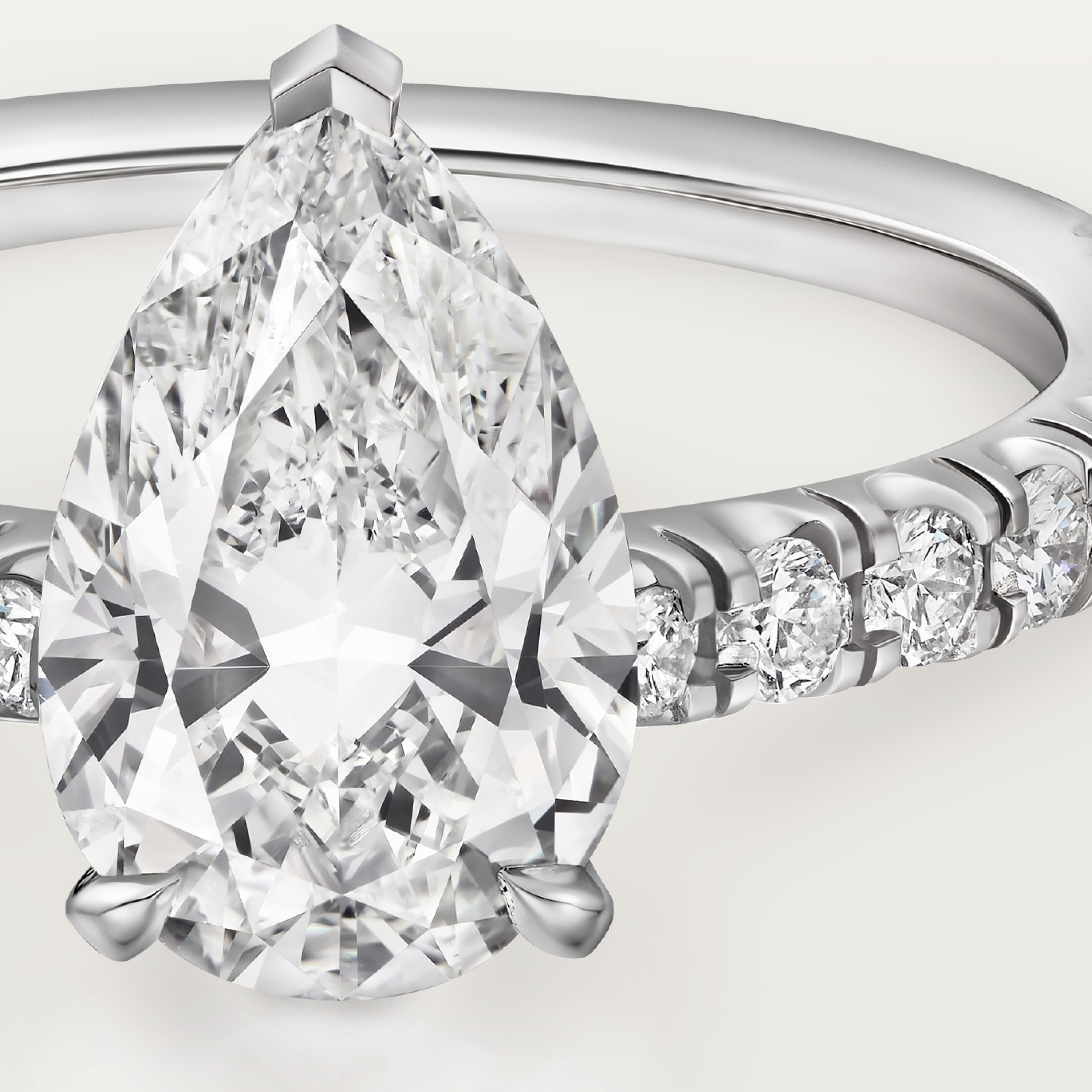 1895 solitaire, pear-shaped diamond, paved, image 6